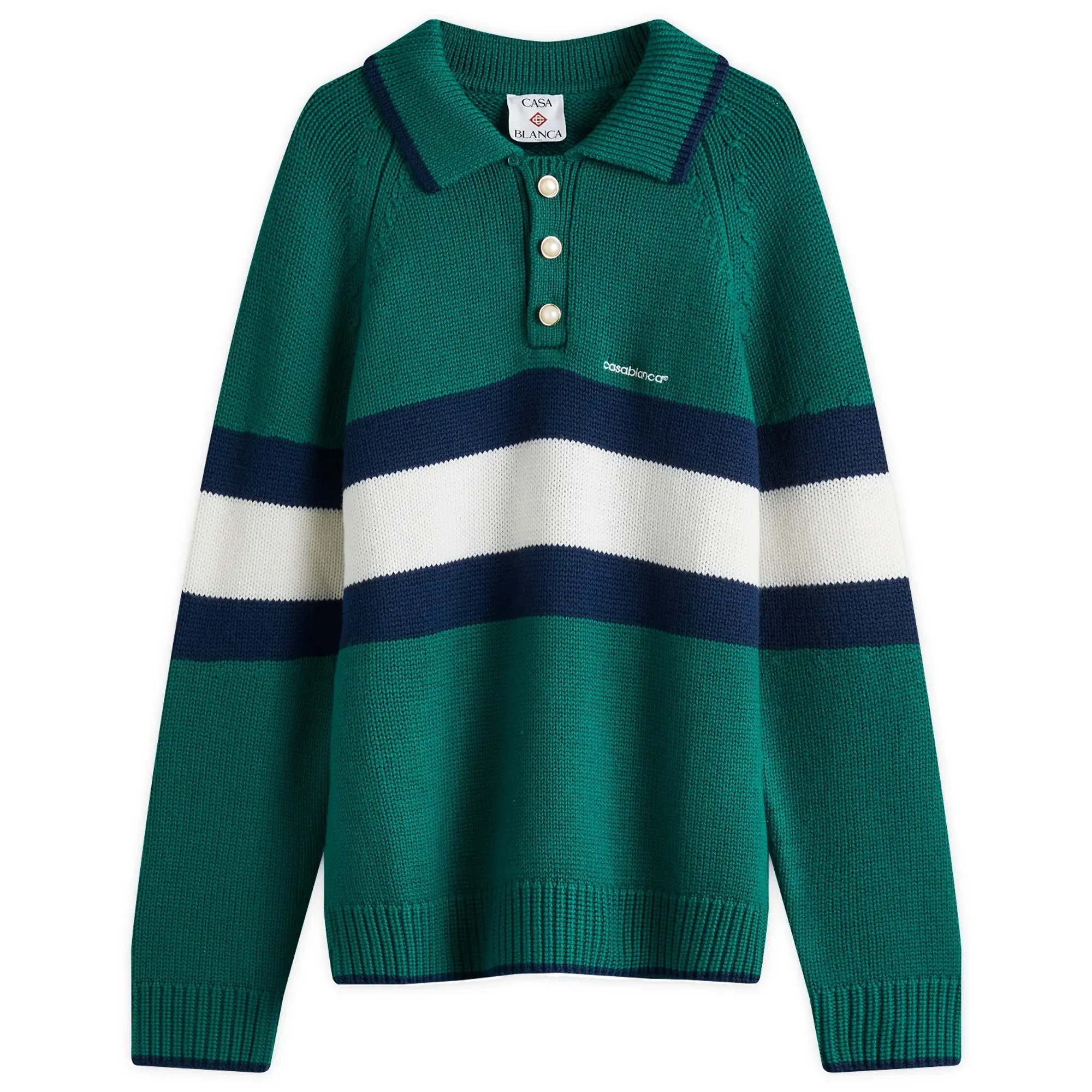 Casablanca Men's Colour Block Polo Shirt Green