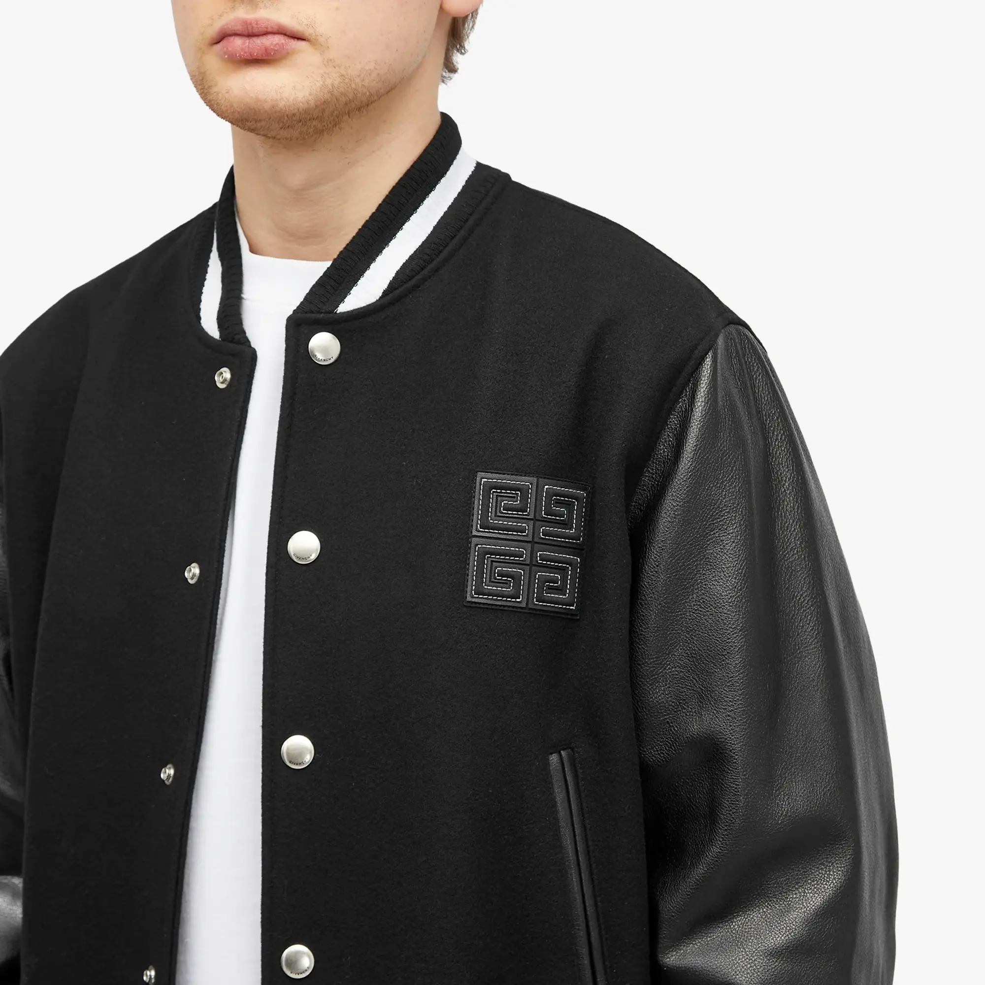 Givenchy Men's Mix Material Varsity Jacket Black