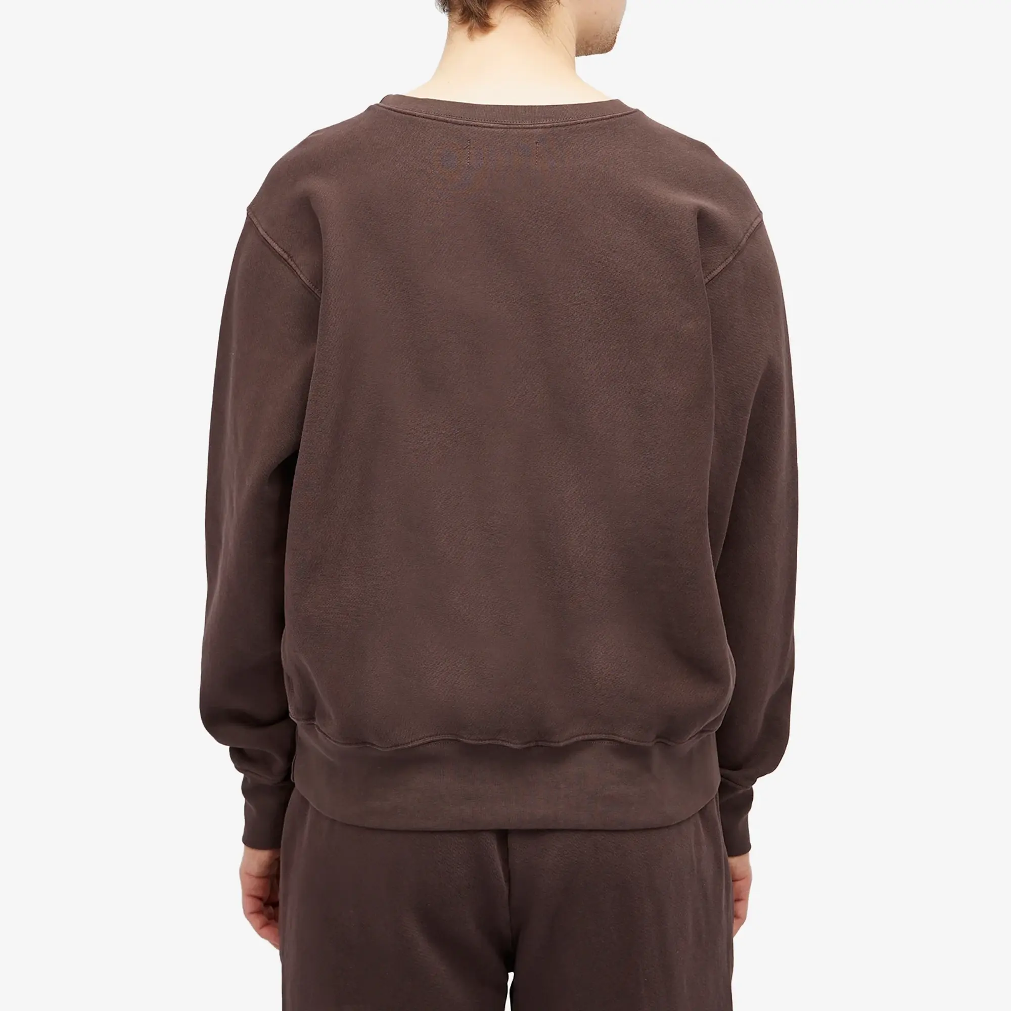 Les Tien Men's Heavyweight Crop Crew Sweat Washed Brown Fig