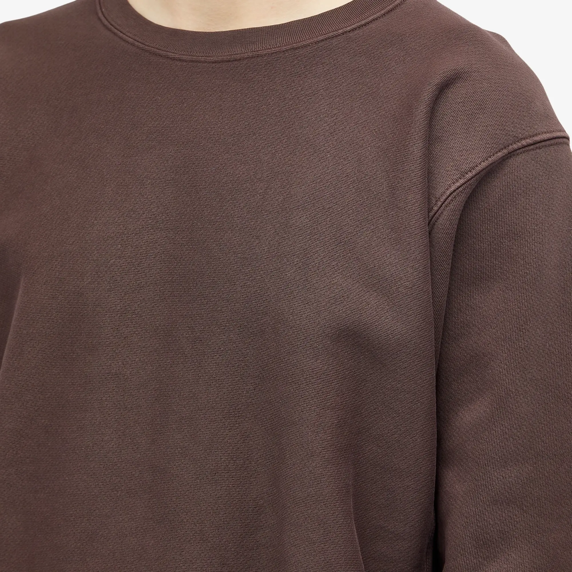 Les Tien Men's Heavyweight Crop Crew Sweat Washed Brown Fig
