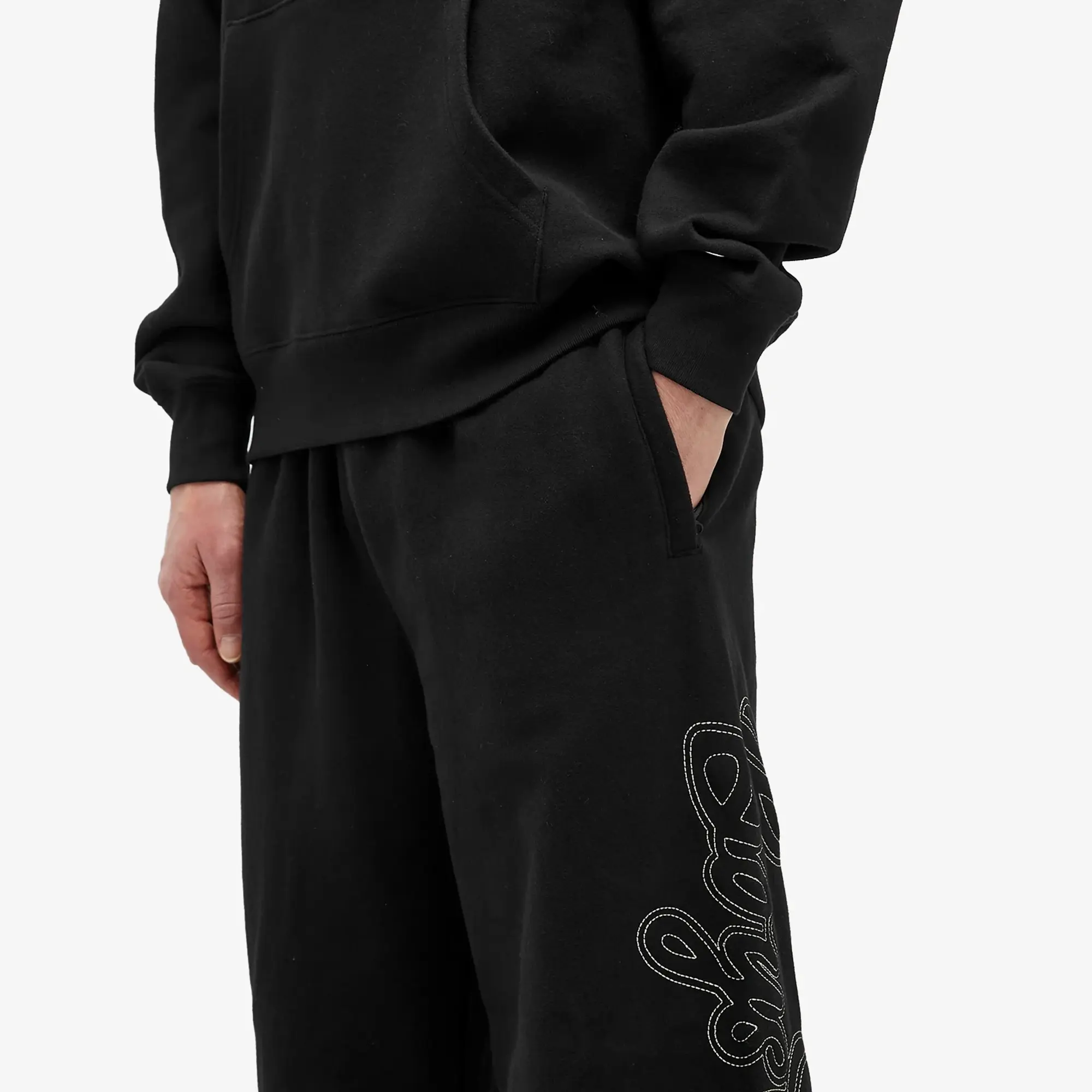 Billionaire Boys Club Men's Script Logo Chainstitch Wide Leg Sweat Black