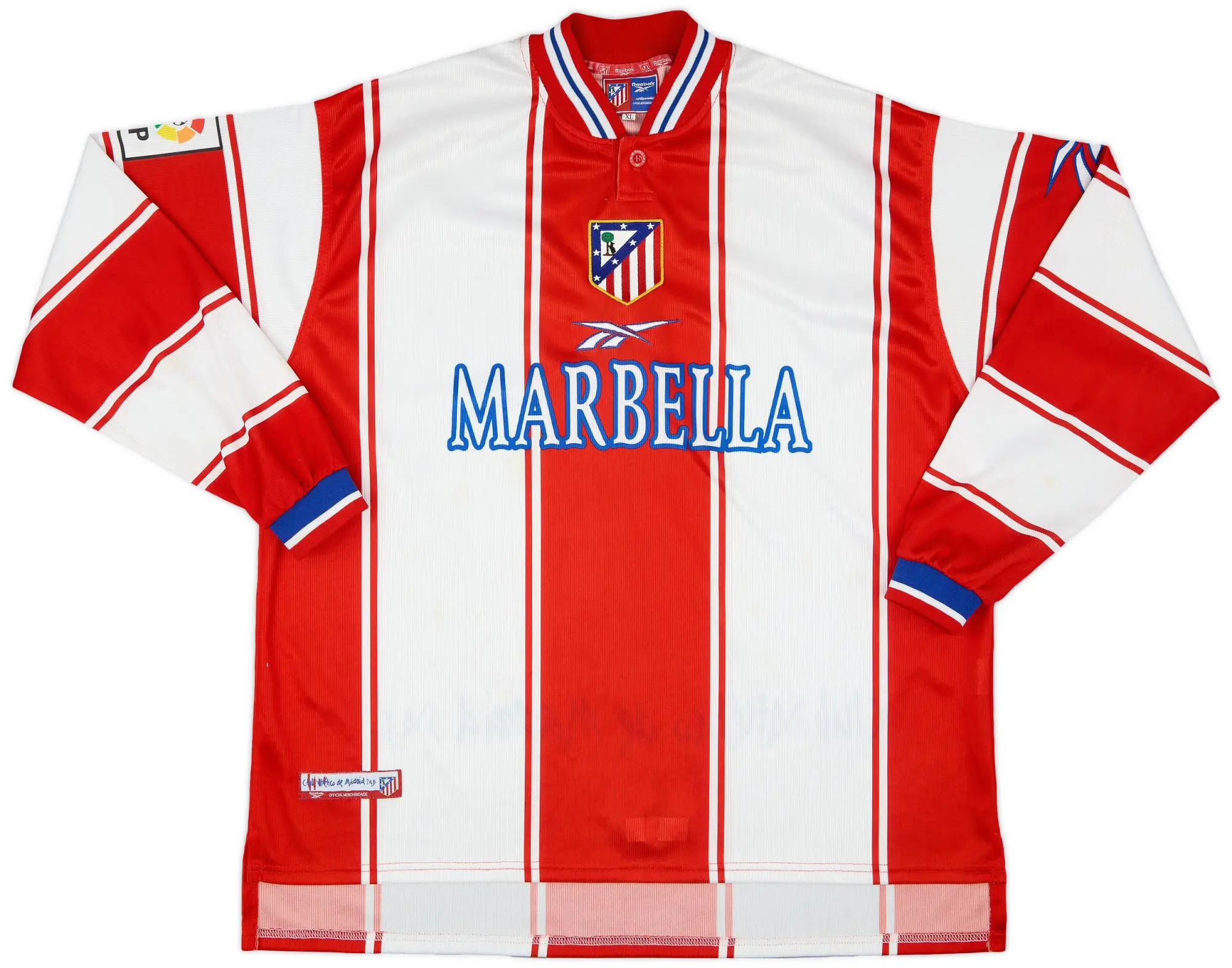 Reebok 1999-00 Atletico Madrid Home L/S Shirt - 8/10 - (XL)