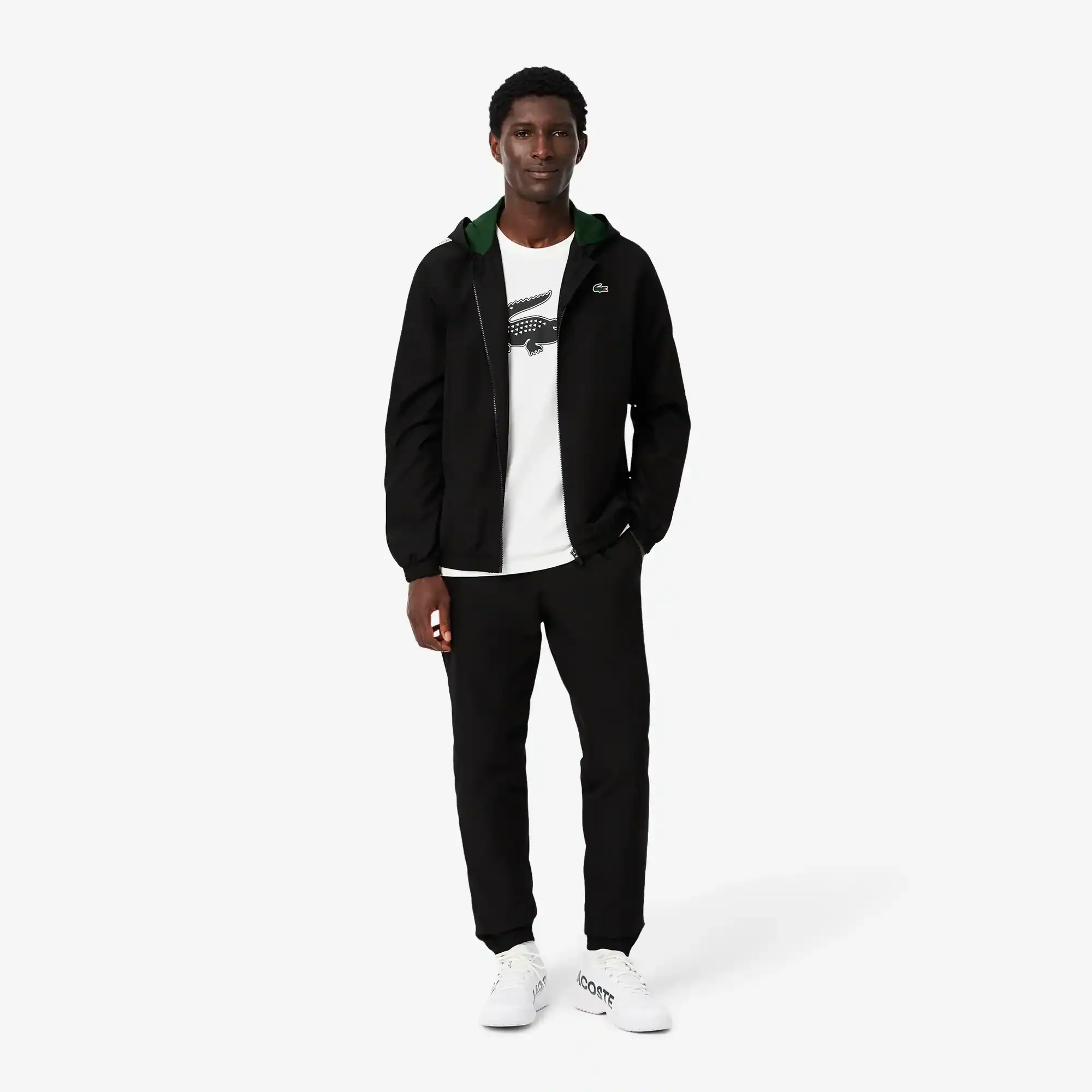 Lacoste Diamond Weave Men Track Tops - Black