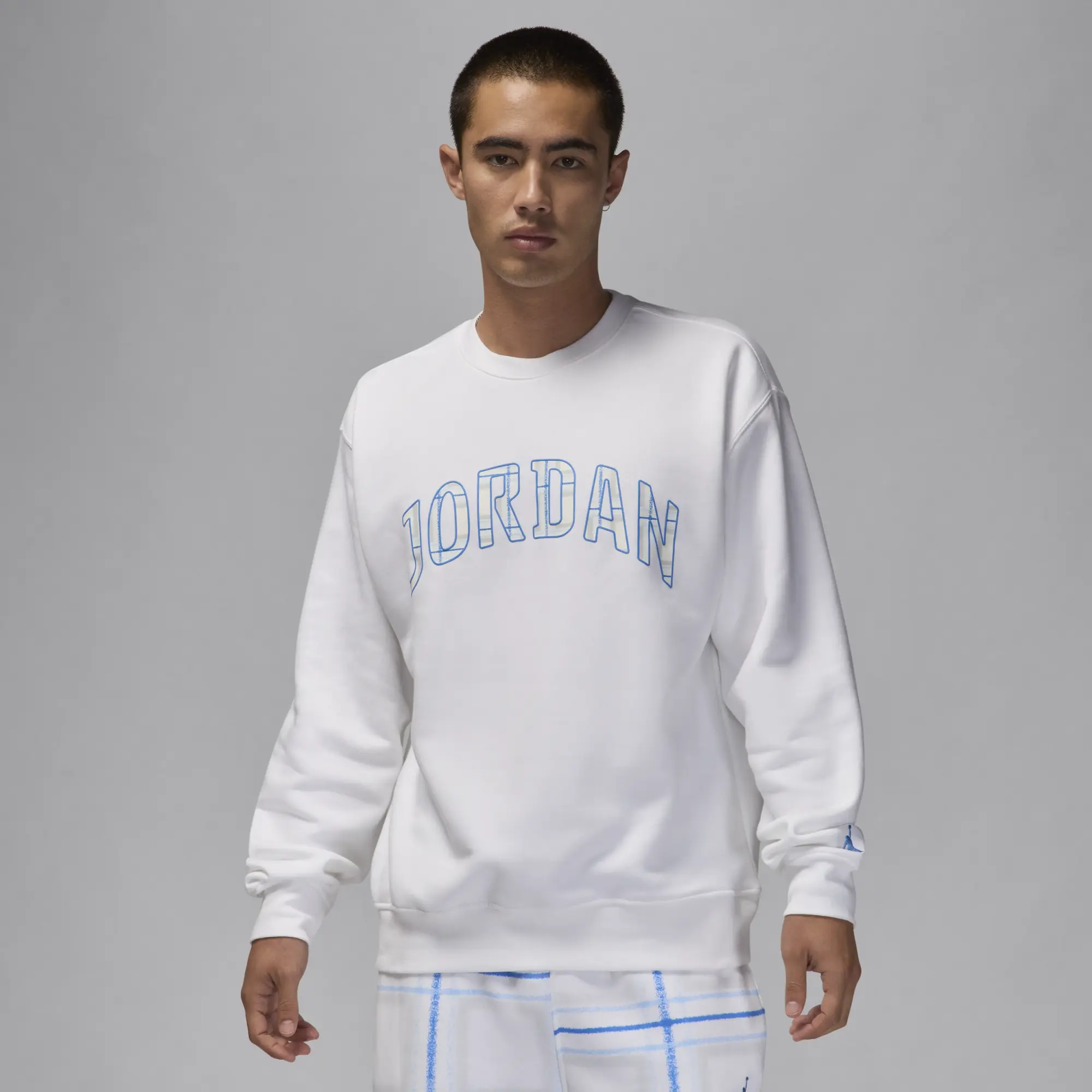 Nike Jordan Essentials Men's Fleece Crew-Neck Sweatshirt - White - Cotton/Polyester