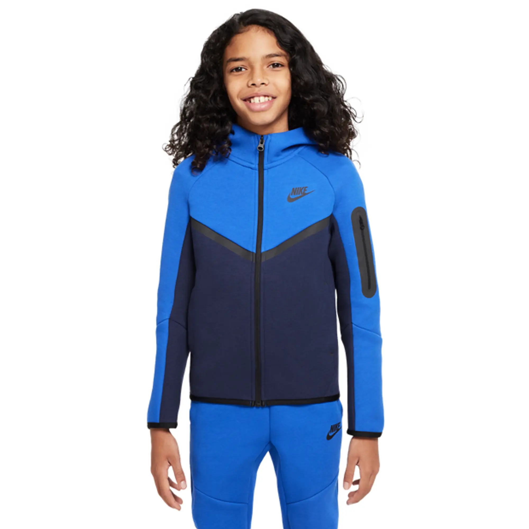 Nike Tech Colorblock Unisex Hoodies - Blue