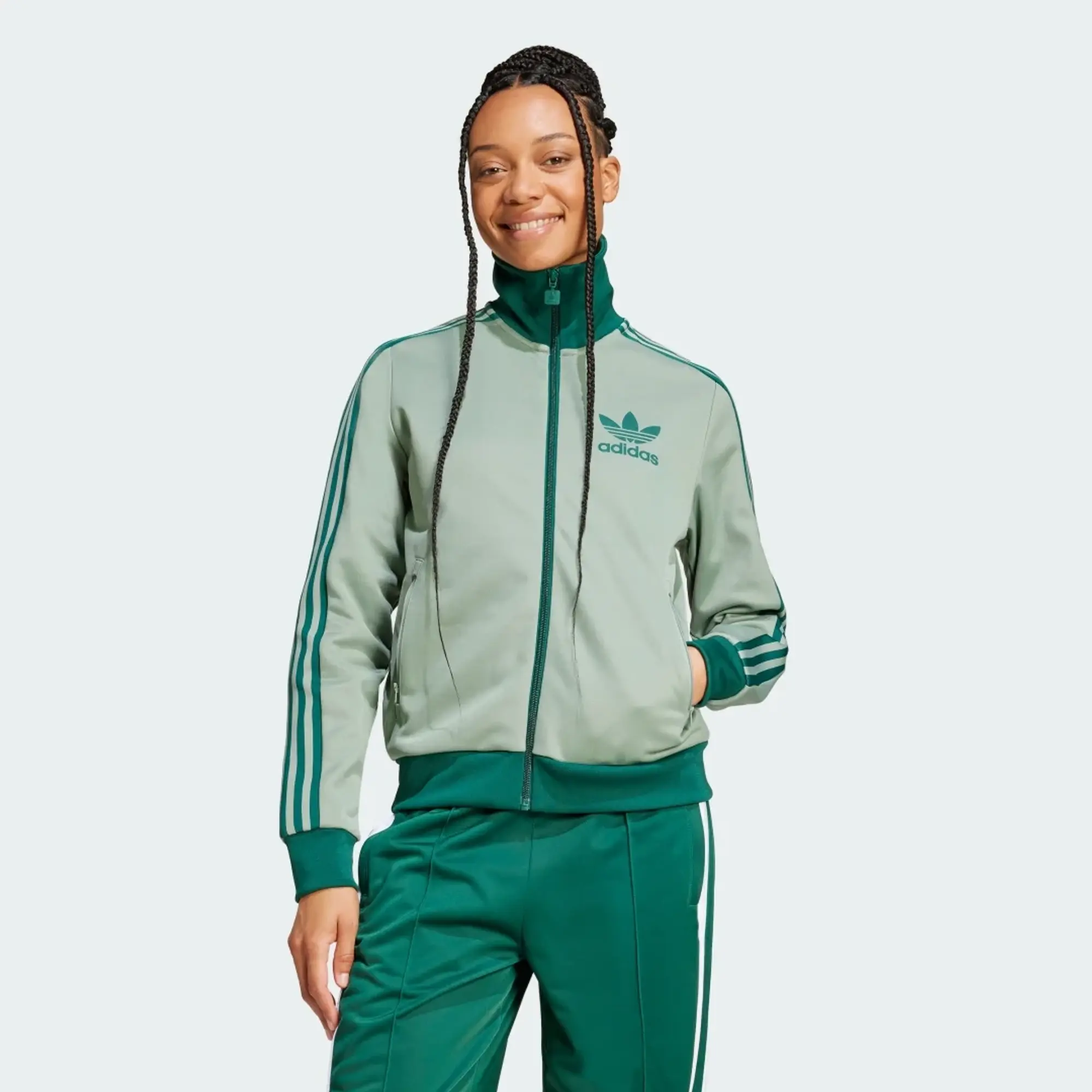 adidas Originals Sweatshirt Adidas Adicolor Classic Track Top Silver Green Xl