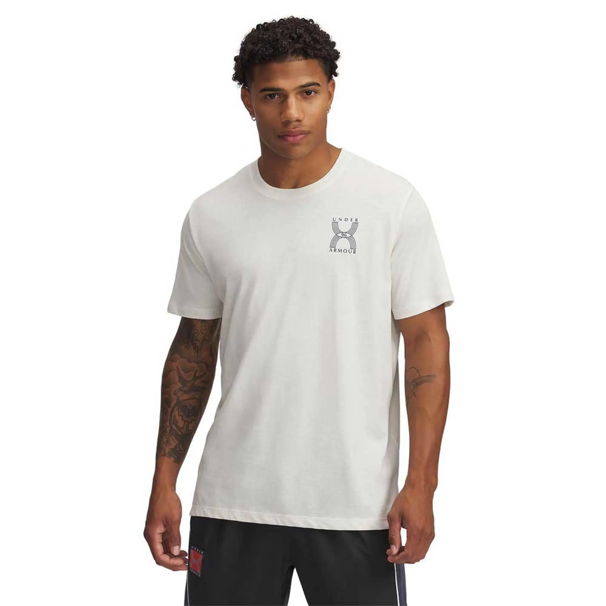 Men's  Under Armour  Run 96 Short Sleeve White Quartz / Downpour Gray L