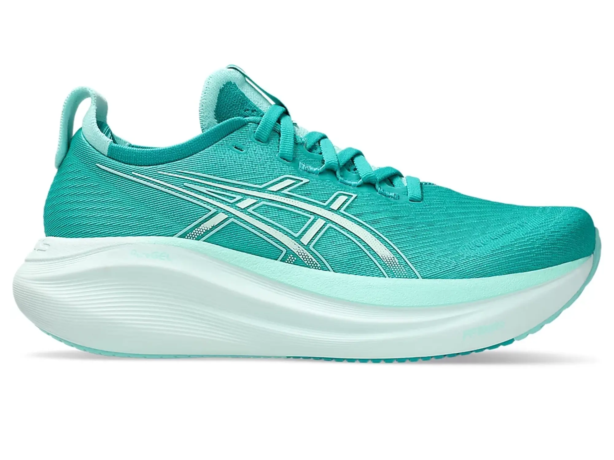 Asics Gel-Nimbus 27 Running Trainers In Wave Teal And Illuminate Mint-Blue