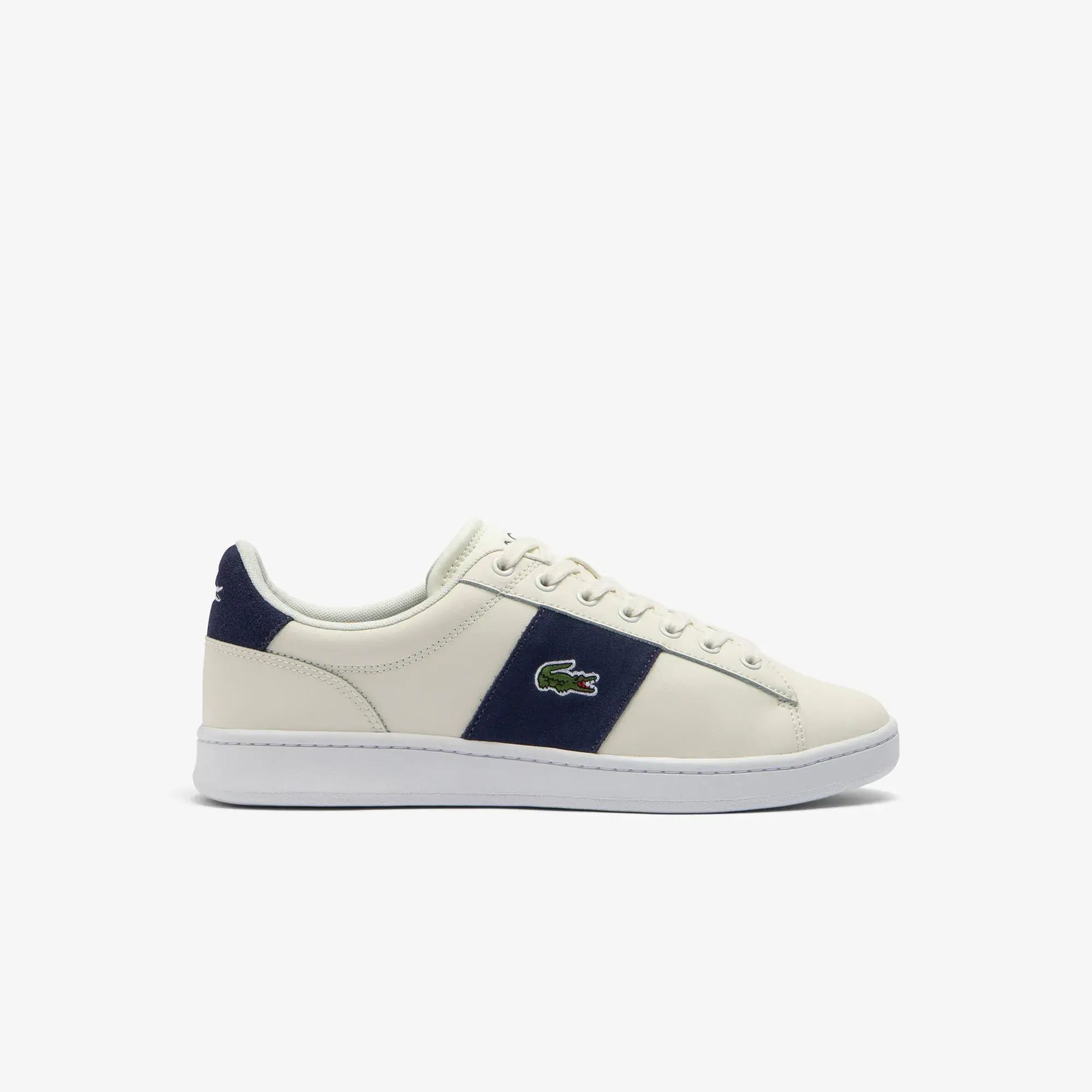 Lacoste Men's Carnaby Set Cigar Bar Leather Sneakers - White / Dark Blue