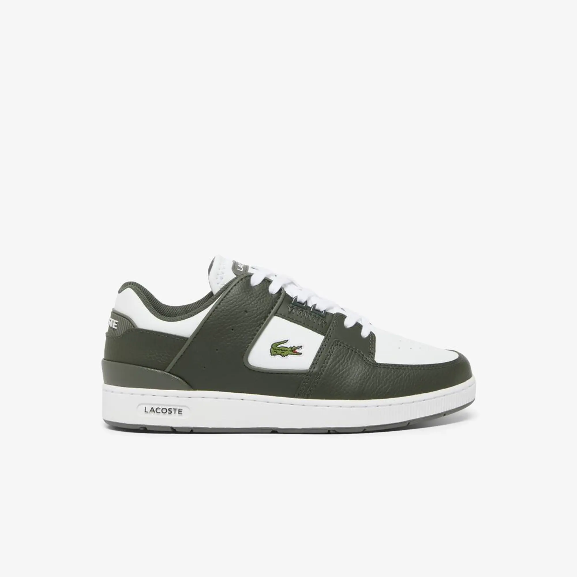 Lacoste Men's Court Cage Leather Sneakers - Khaki & White