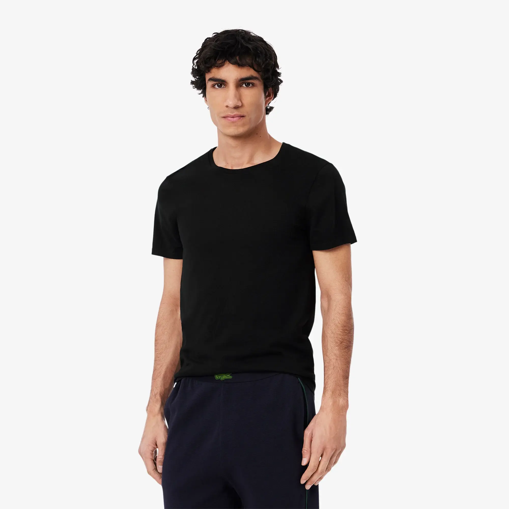 Lacoste 3-Pack Slim Fit Loungewear T-shirts - Black