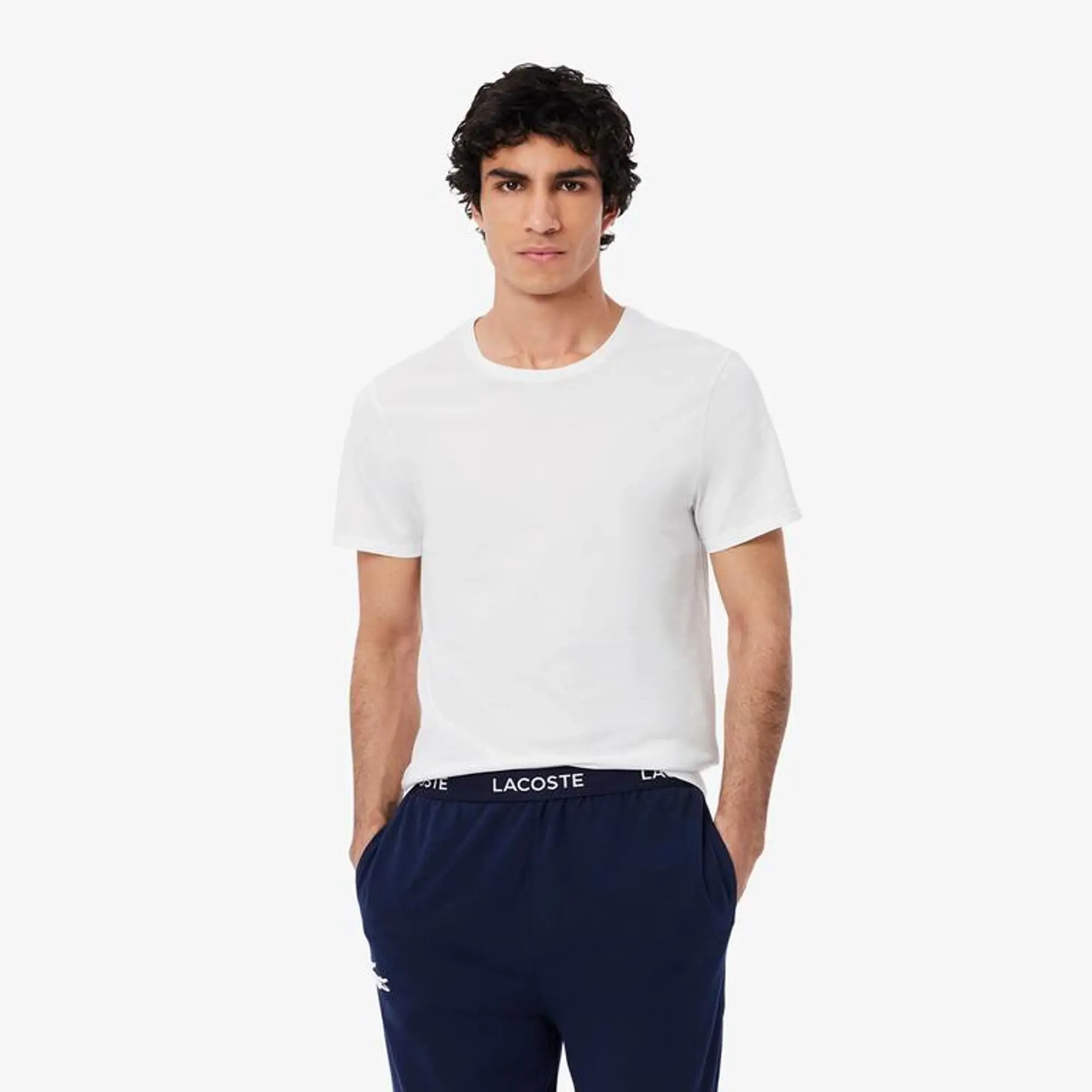 Lacoste 3-Pack Slim Fit Loungewear T-shirts - White / Grey Chine / Black