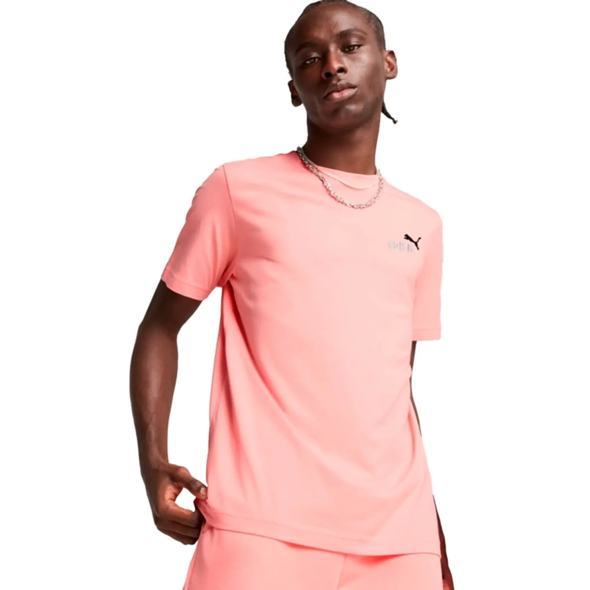 Puma  ESS 2 COLOR SMALL LOGO TEE  men's T shirt in Pink