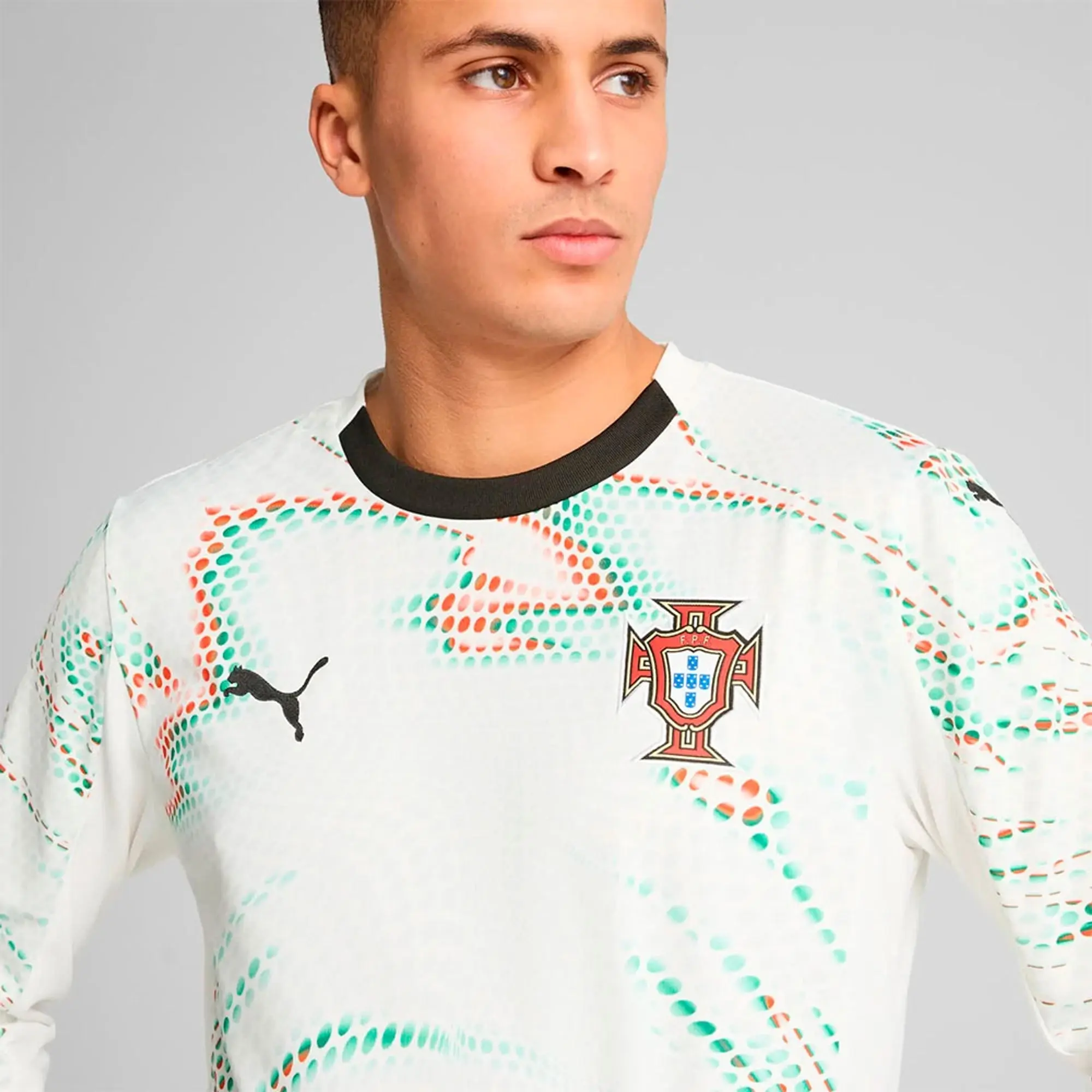 PUMA Portugal 2025 Long Sleeves Away Jersey Men, White/Black