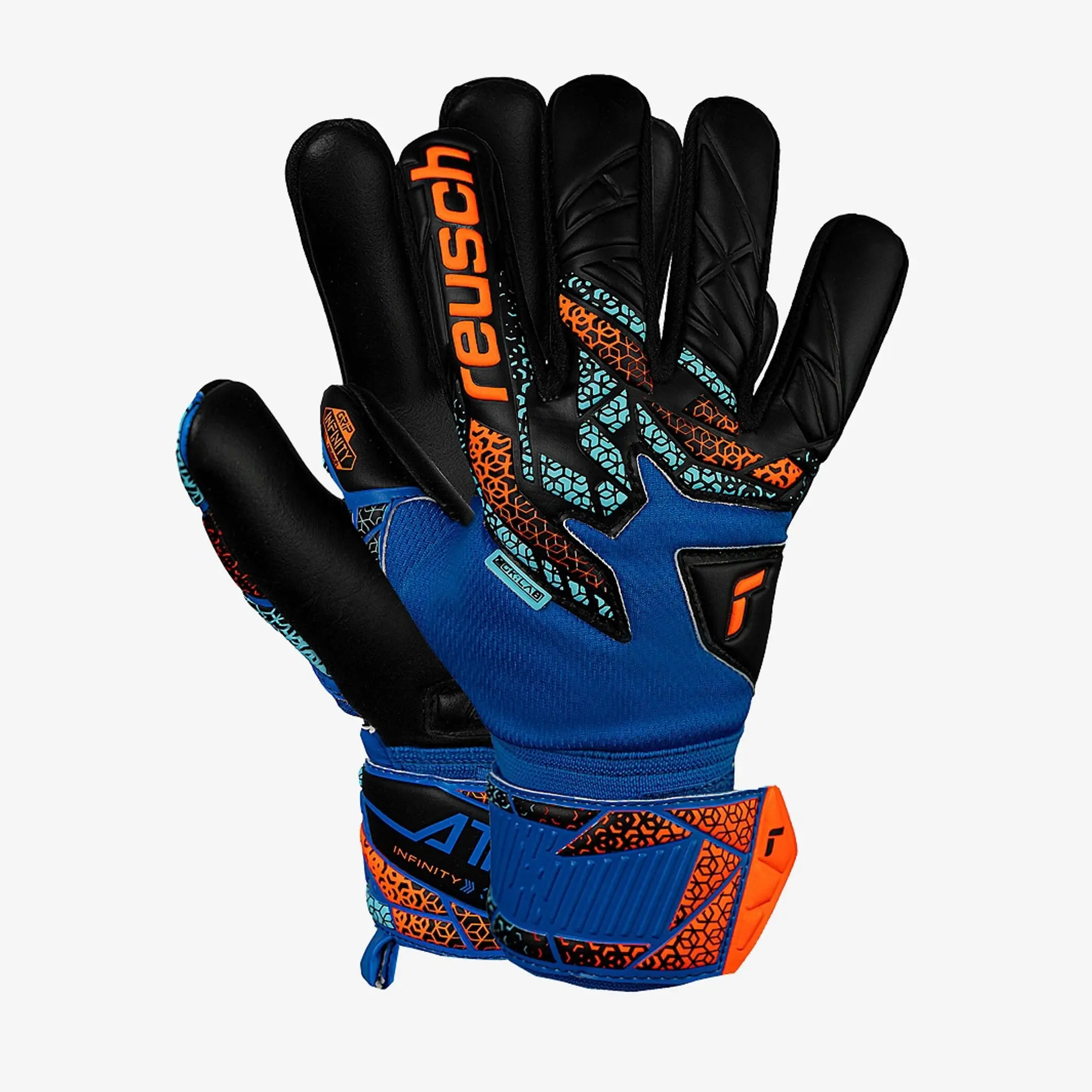 Reusch Kids Attrakt Infinity Negative Cut GK Gloves Electric Blue Shocking Orange Black