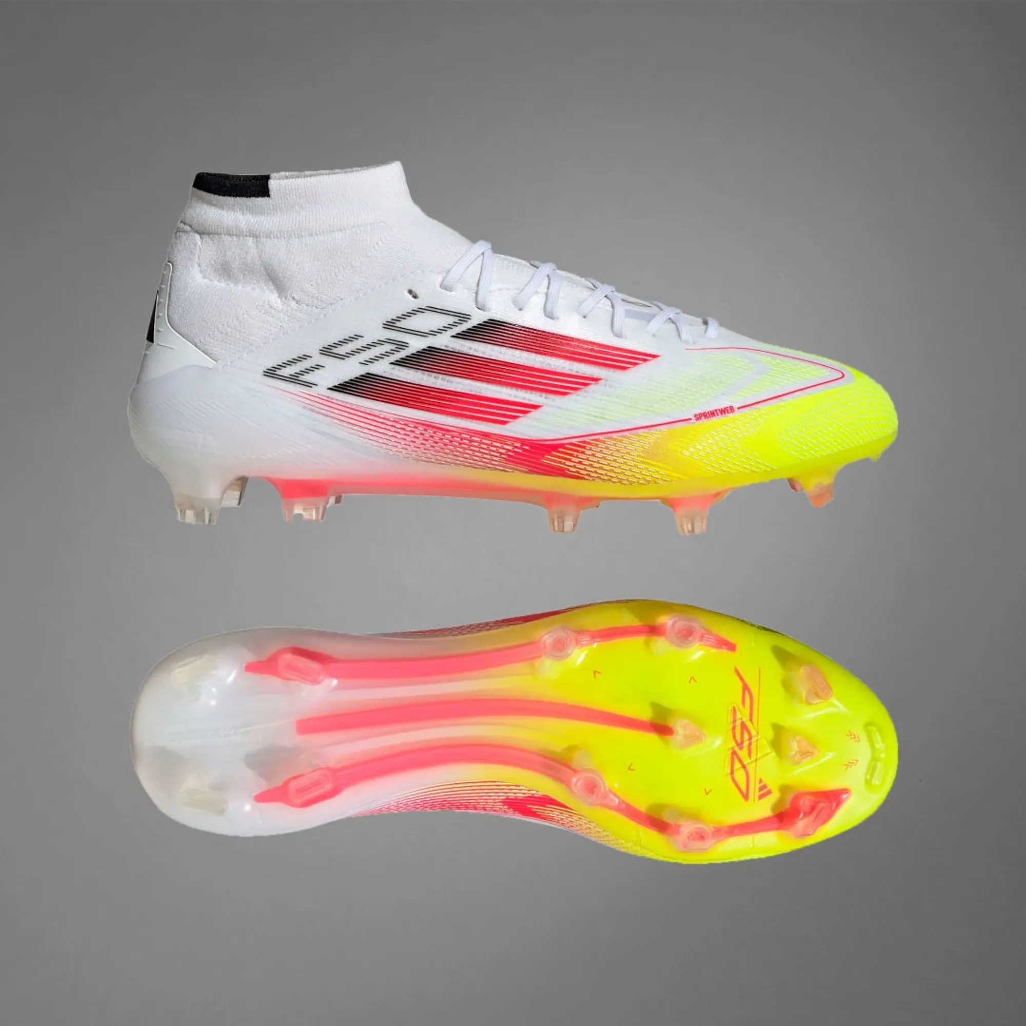 Adidas F50 Elite Mid Fg  - Cloud White / Lucid Red / Solar Yellow