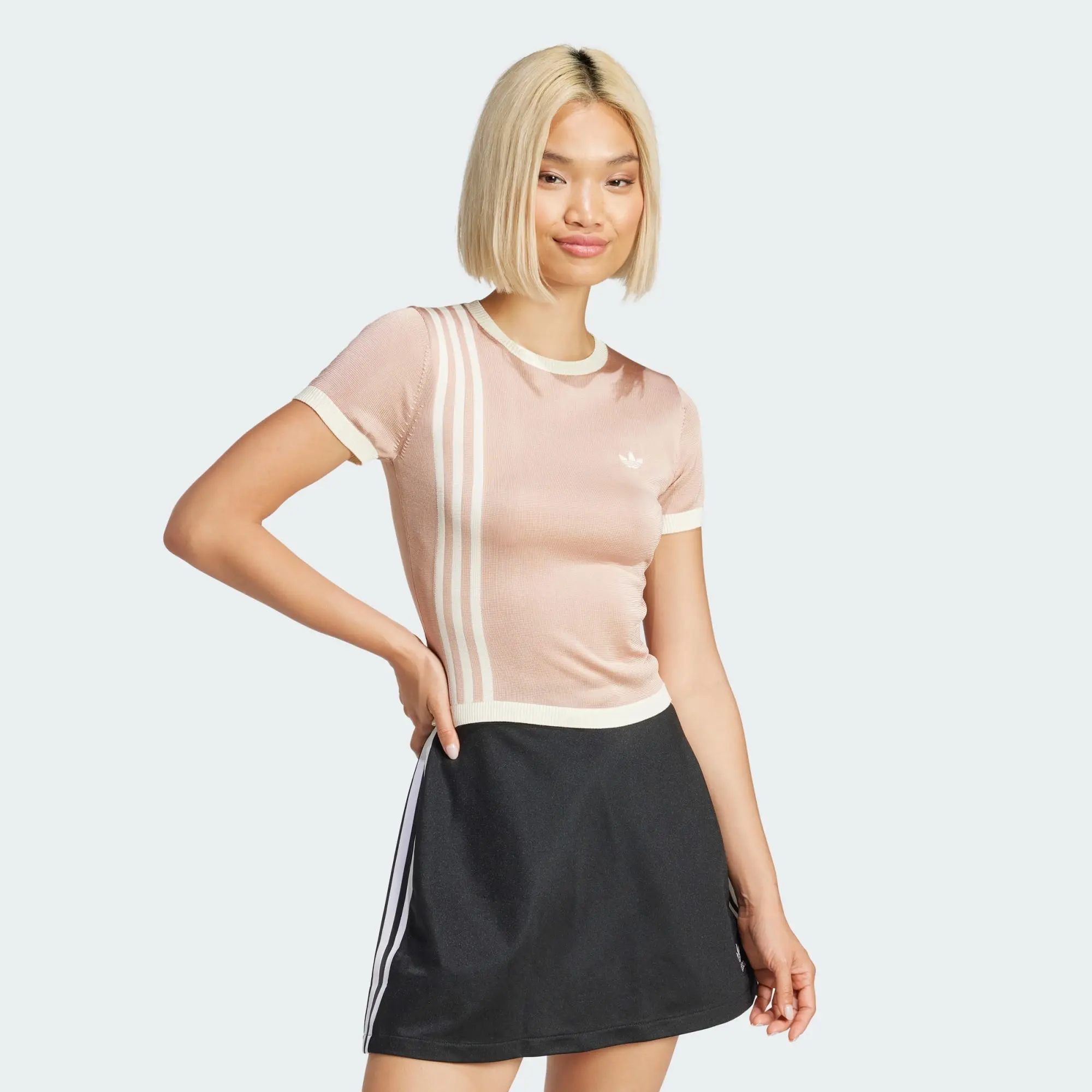 adidas Originals Women Knitted 3 Stripes Short Tee