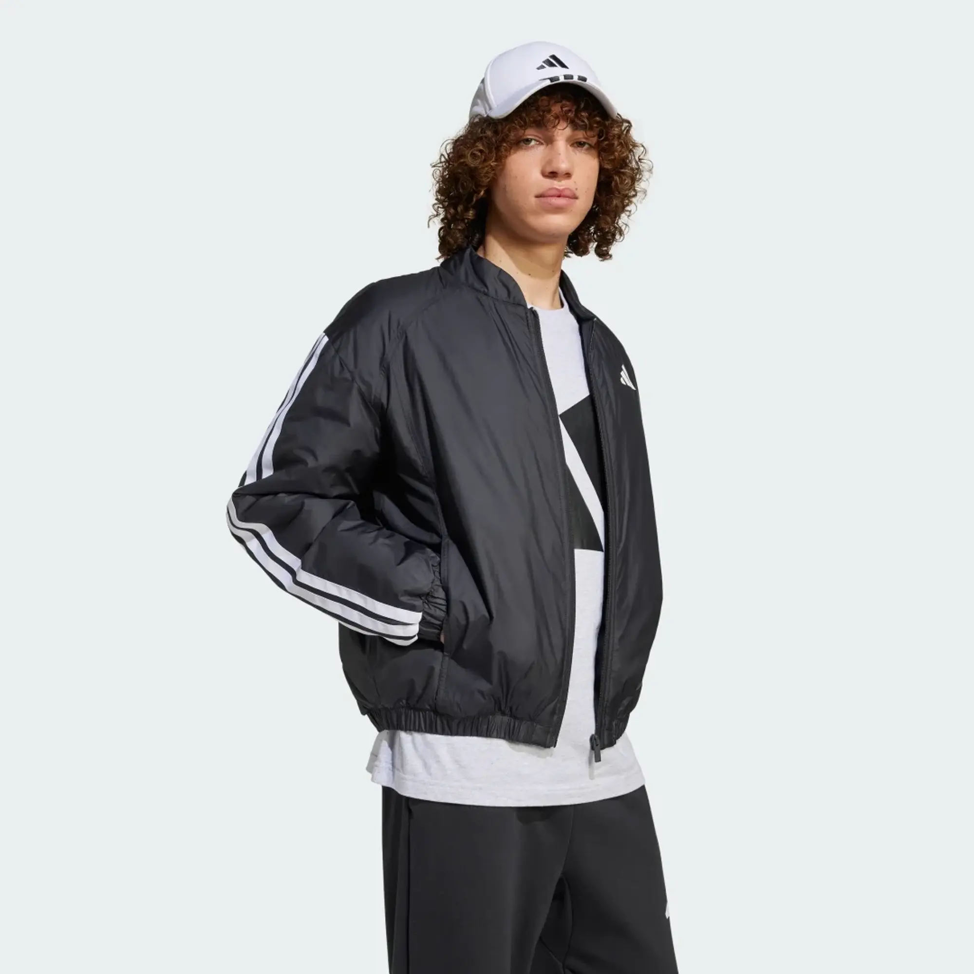 adidas Men Essentials 3 Stripes Insulated Bomber Jacket