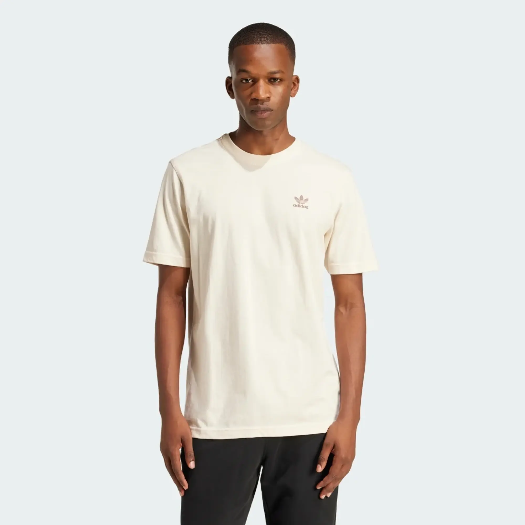 Adidas Originals Trefoil Essentials T-Shirt In Beige-White