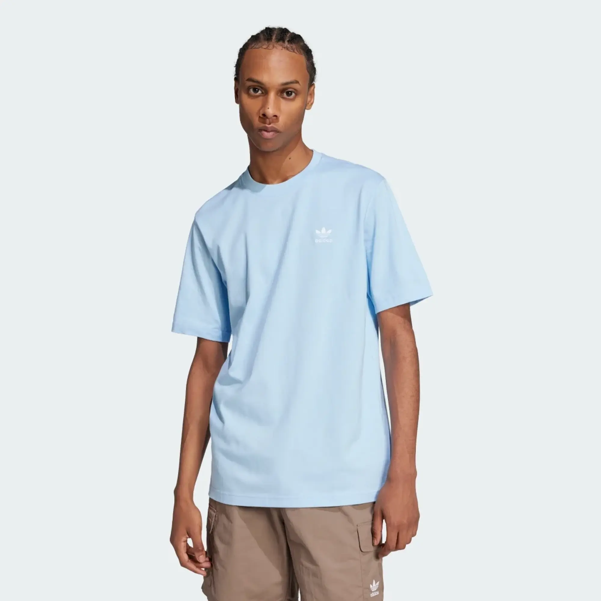 Adidas Originals Trefoil Essentials Tee In Blue