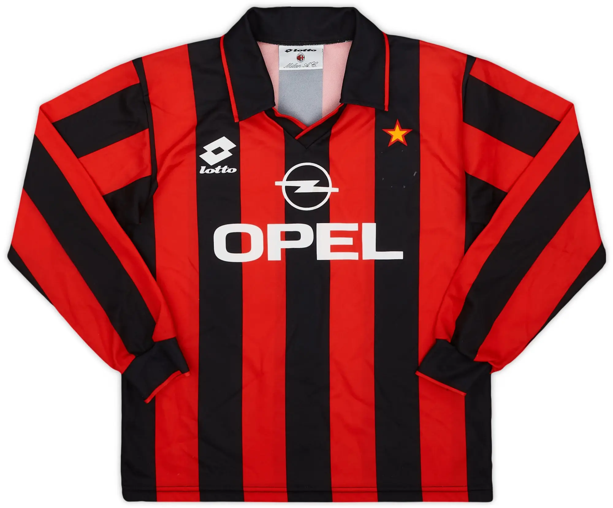 Lotto 1994-95 AC Milan Home L/S Shirt - 5/10 - (XL.Boys)