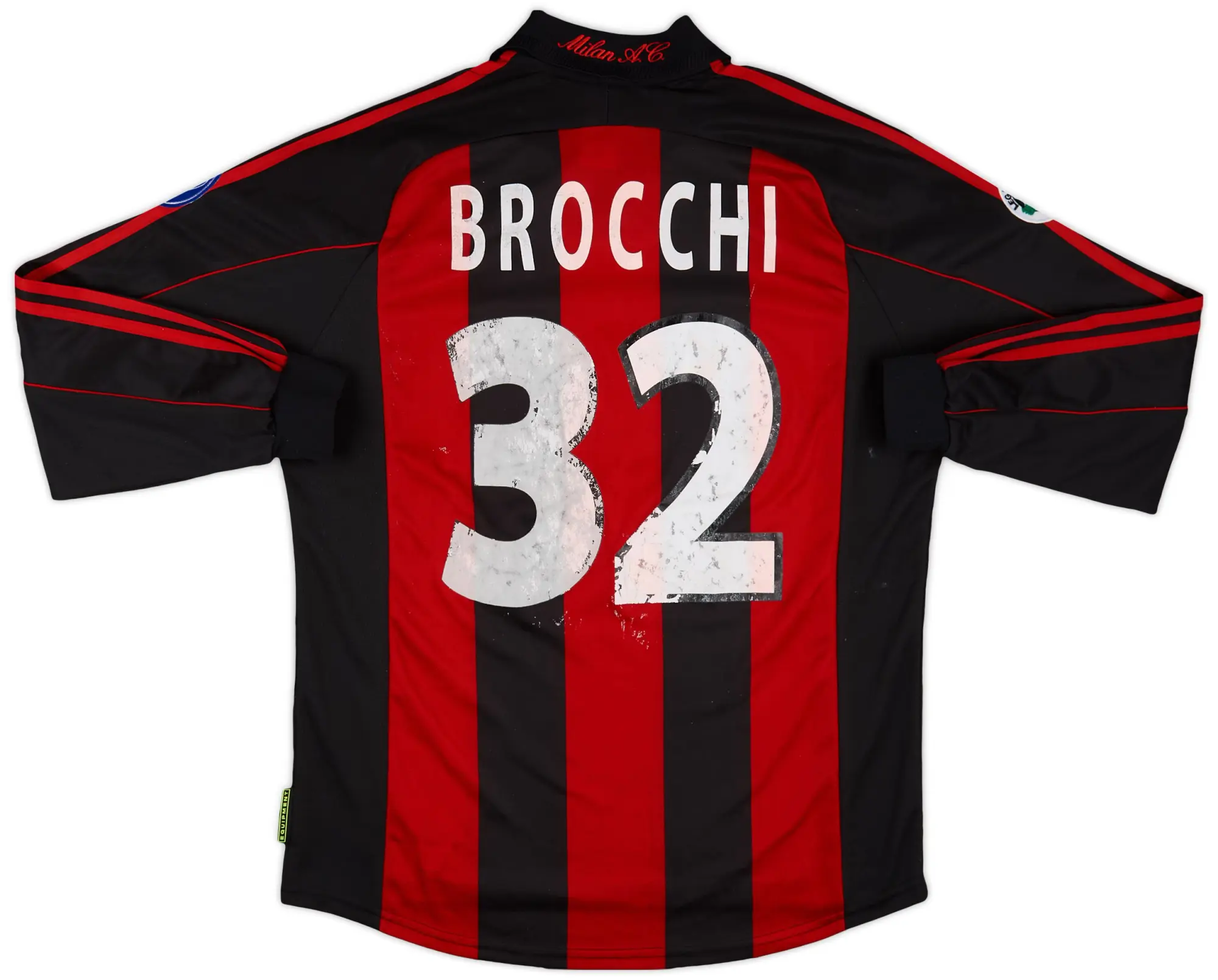 adidas 2001-02 AC Milan Match Issue Home L/S Shirt Brocchi #32