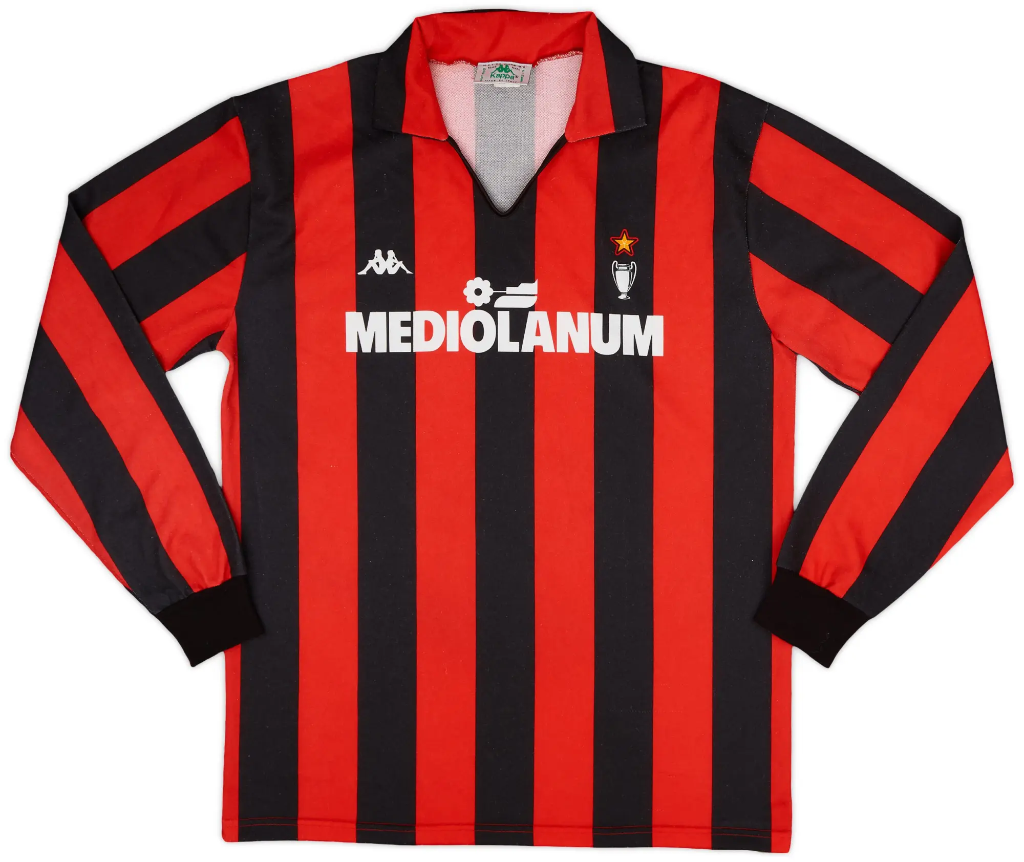 Kappa 1989-90 AC Milan Basic Home L/S Shirt - 8/10 - (L)