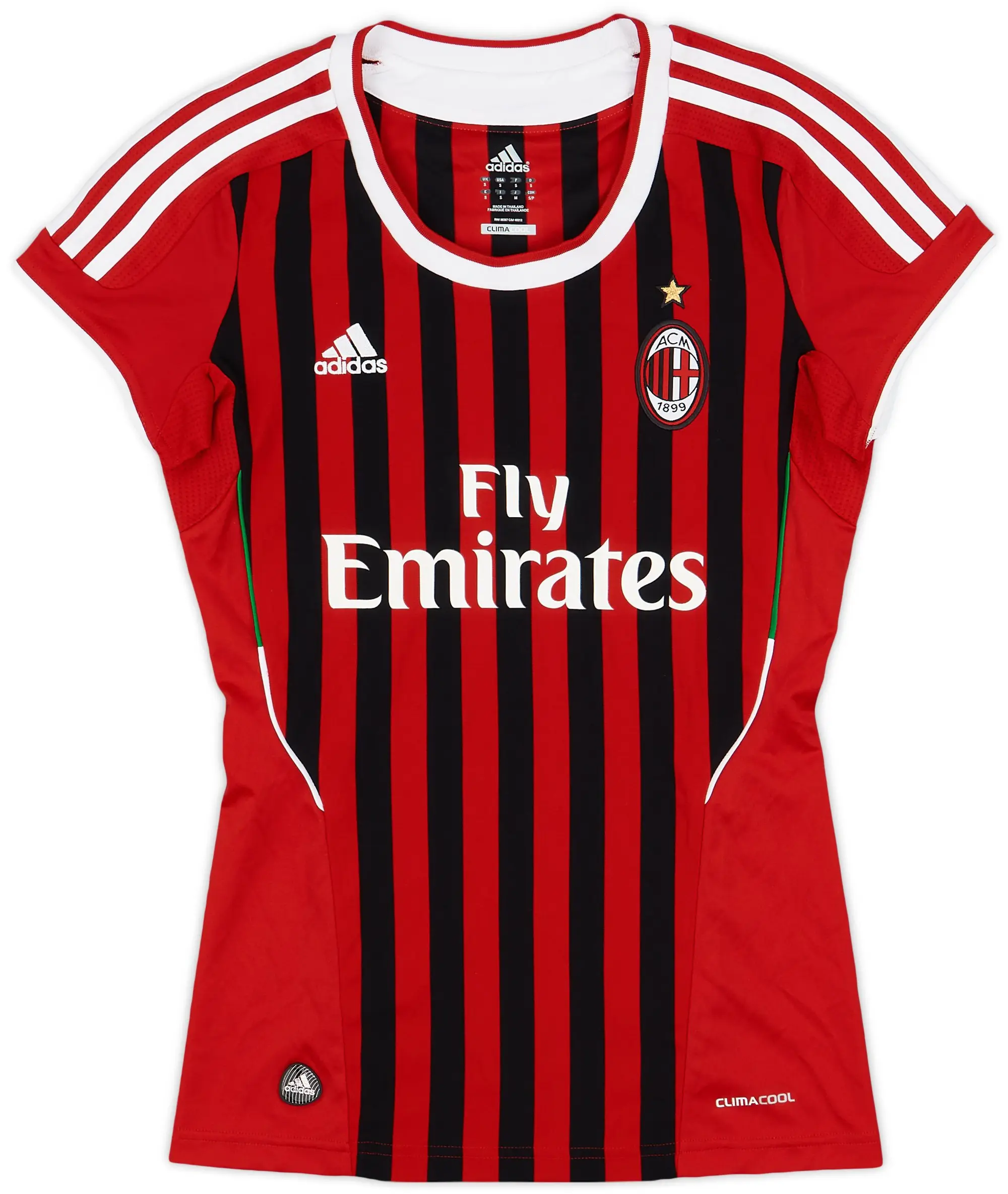 adidas 2011-12 AC Milan Home Shirt - 9/10 - (Women's S)