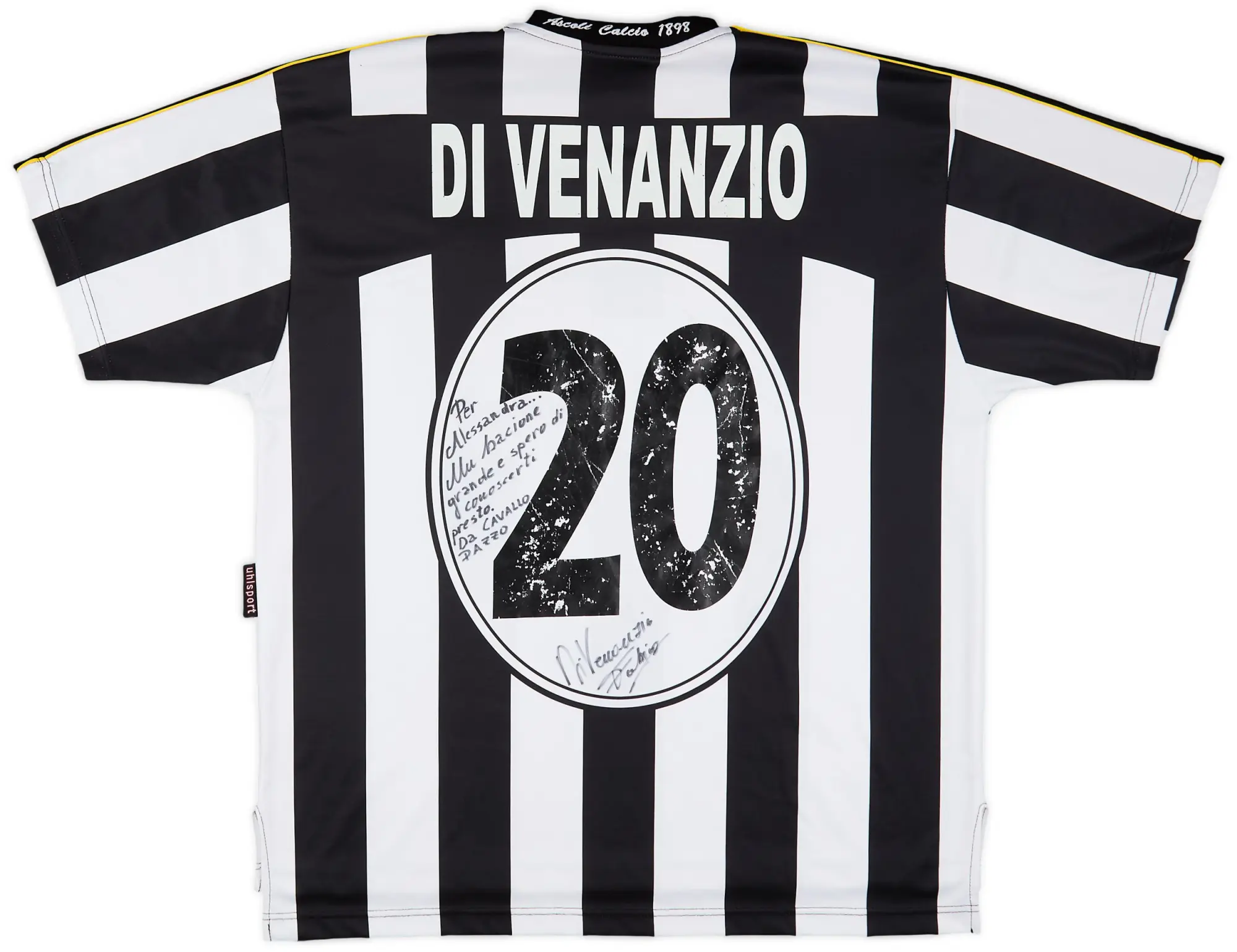 2003-05 Ascoli Signed Home Shirt Di Venanzio #20 - 6/10 - (L)