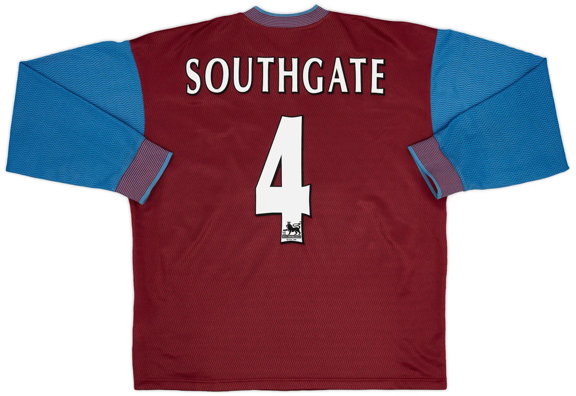 Reebok 1997-98 Aston Villa Home L/S Shirt Southgate #4 - 8/10 - (XL)