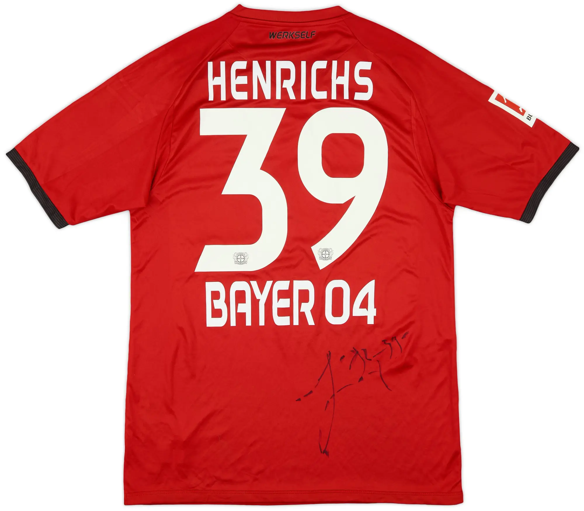 Jako 2017-18 Bayer Leverkusen Match Issue Signed Away Shirt Henrichs #39