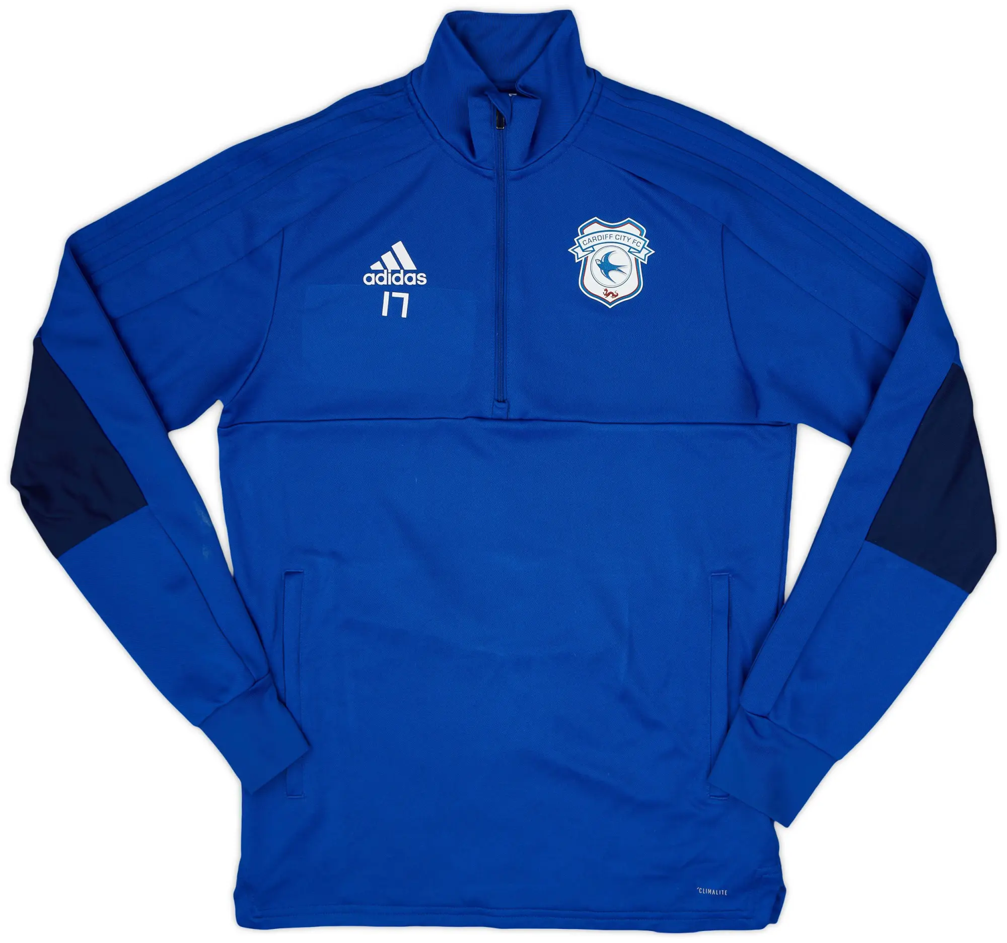 2017-18 Cardiff adidas Player Issue 1/4 Zip Drill Top #17 - 7/10 - (S)