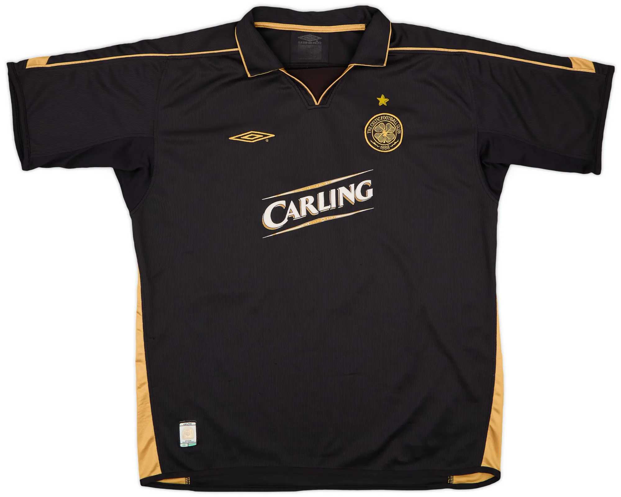 【アンブロ×セルティック】ゲームシャツ ブラック×ゴールド Celtic 2003 Away Football Shirt - Black - L – Headlock