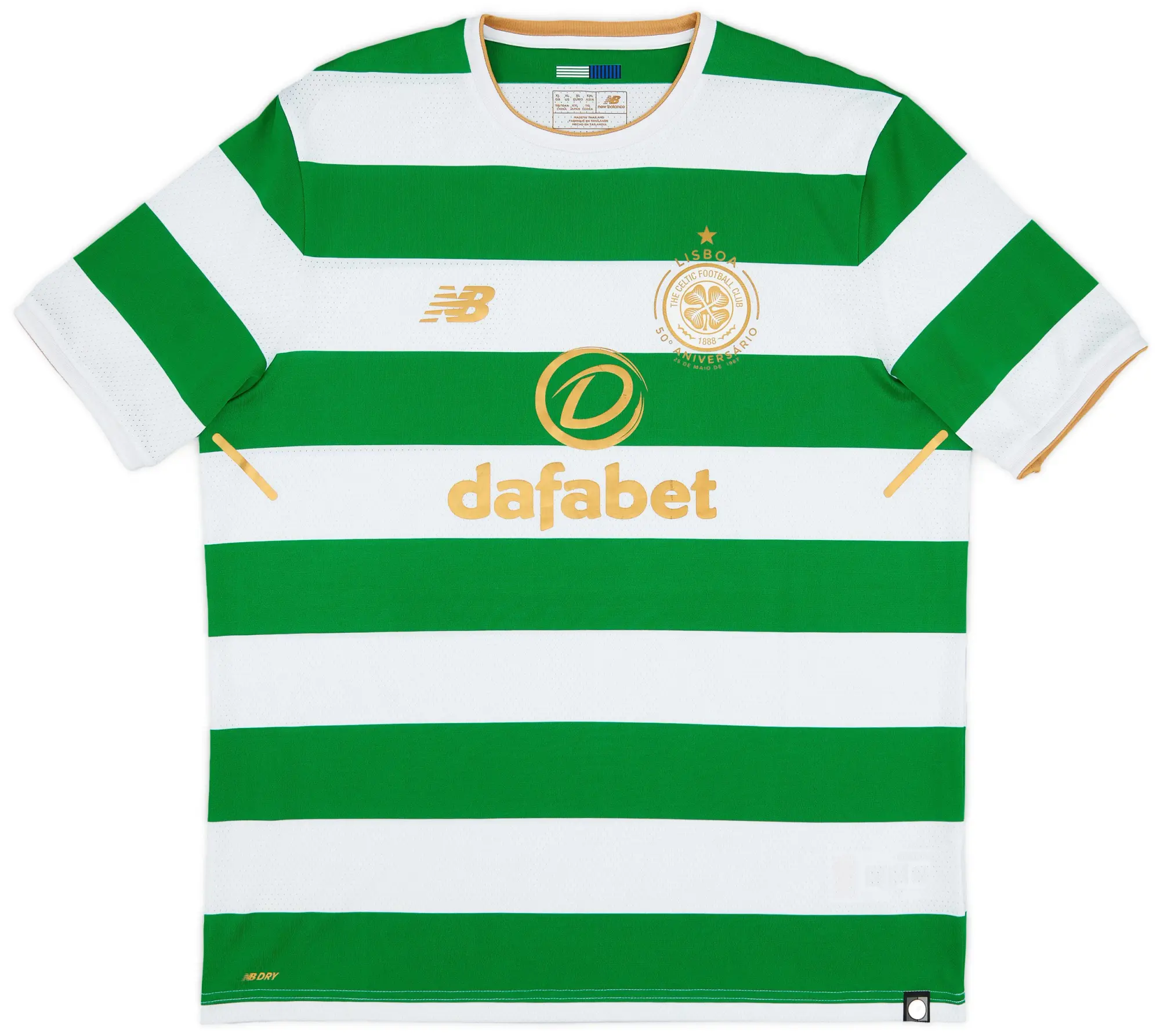 NewBalance 2017-18 Celtic 'Lisbon Lions 50th Anniversary' Home Shirt - 7/10 - (XL)