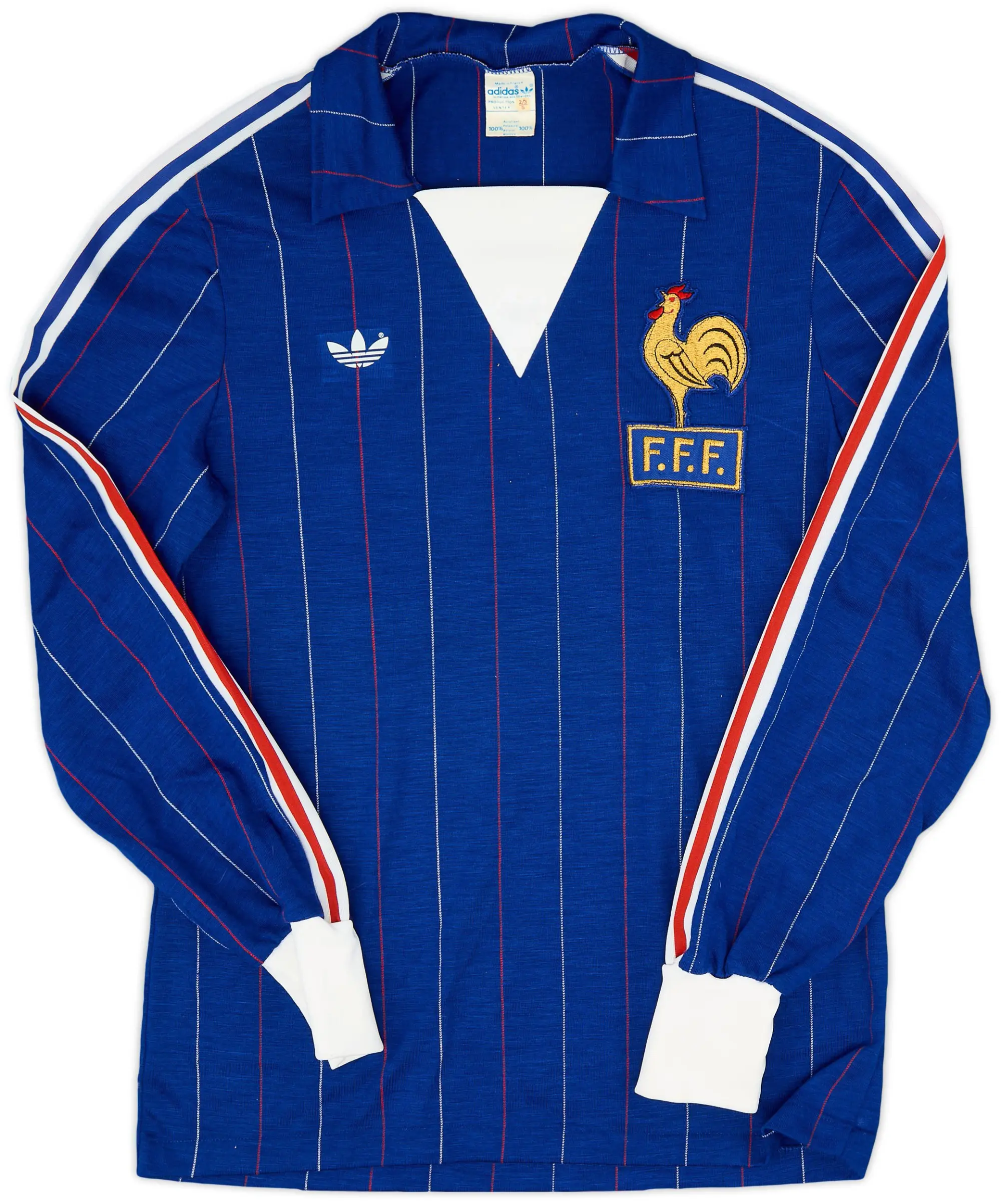 adidas 1980-82 France Home L/S Shirt - 9/10 - (M)