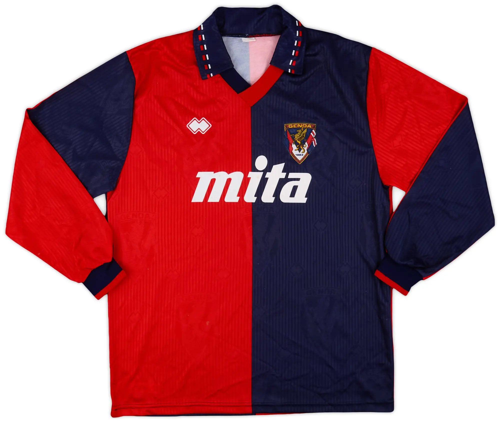 Errea 1991-92 Genoa Match Worn Home L/S Shirt #4 (Ferroni)