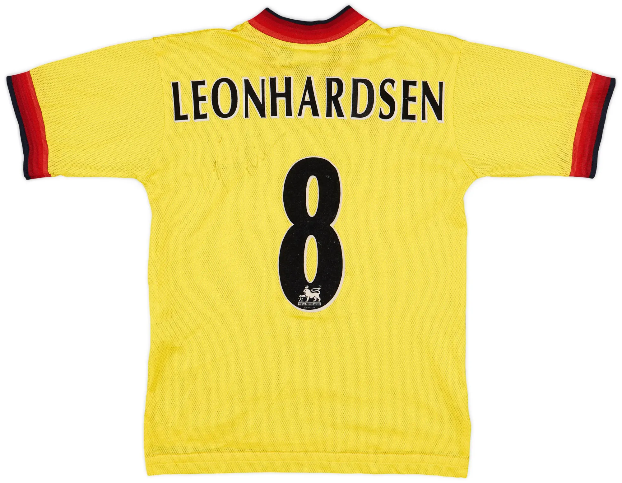 Reebok 1997-99 Liverpool Signed Away Shirt Leonhardsen #8 - 6/10 - (Y)