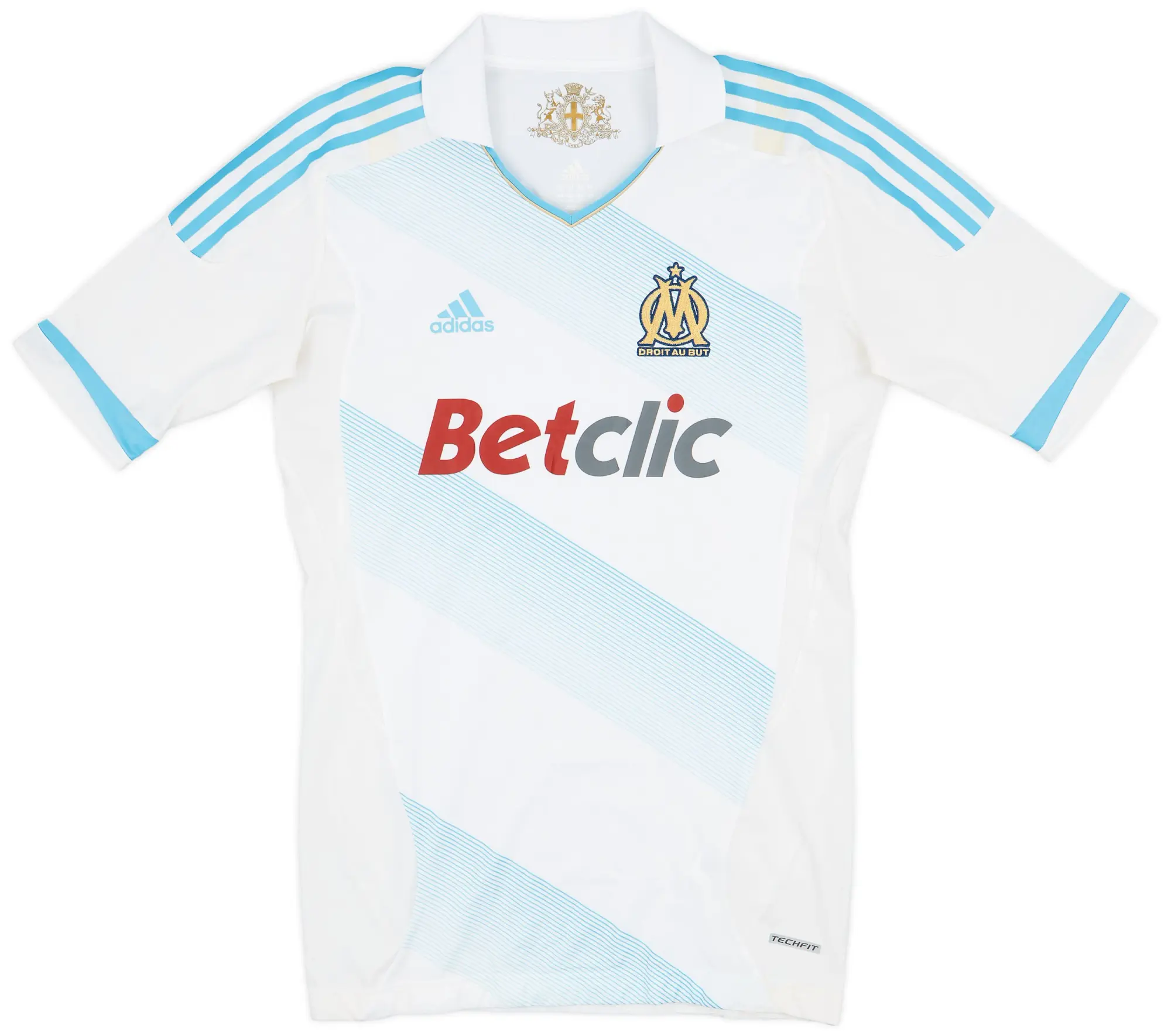 adidas 2011-12 Olympique Marseille Player Issue TechFit Home Shirt - 8/10 - (XL)