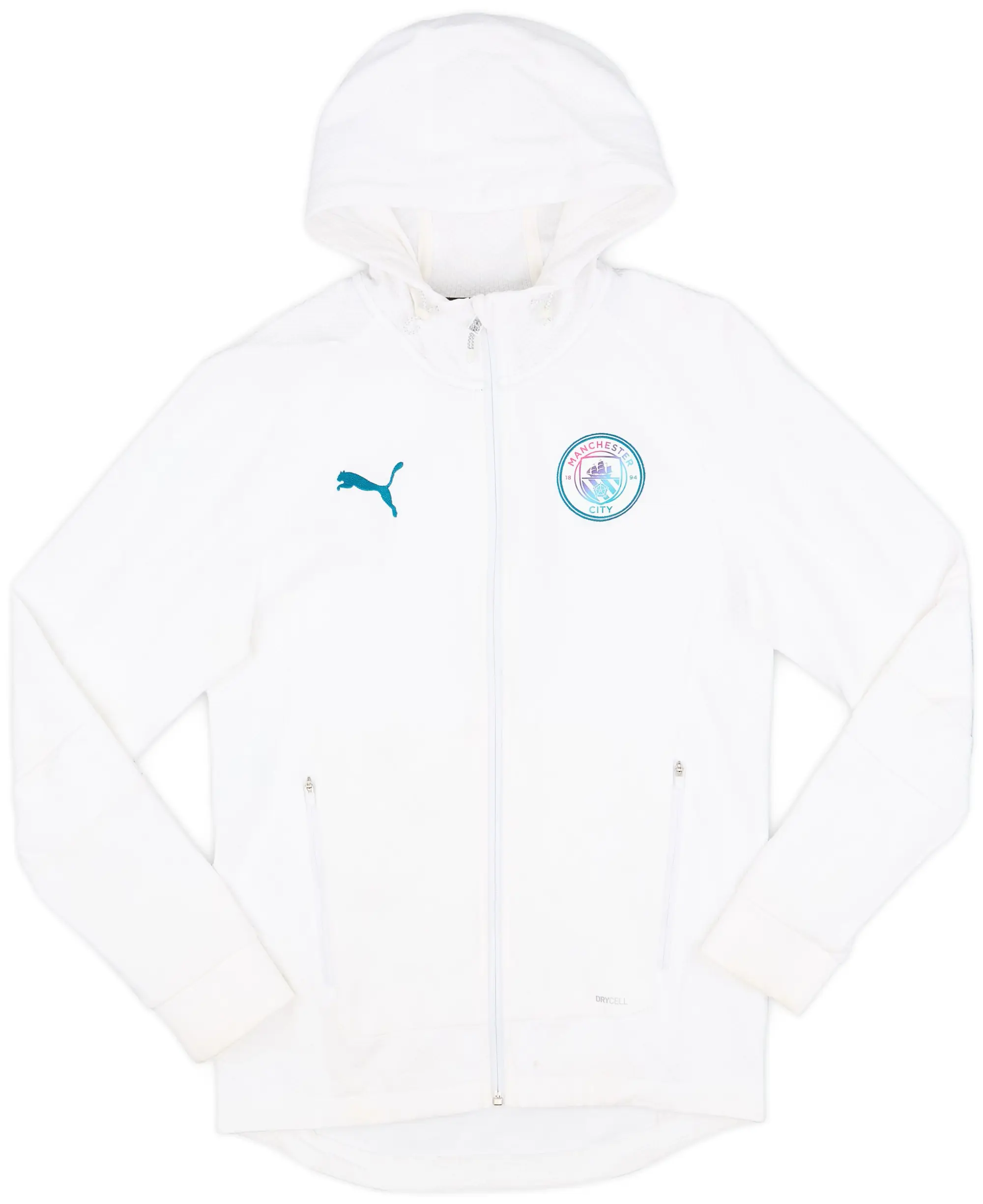 2021-22 Manchester City Puma Zipped Hooded Sweat Top - 7/10 - (S)