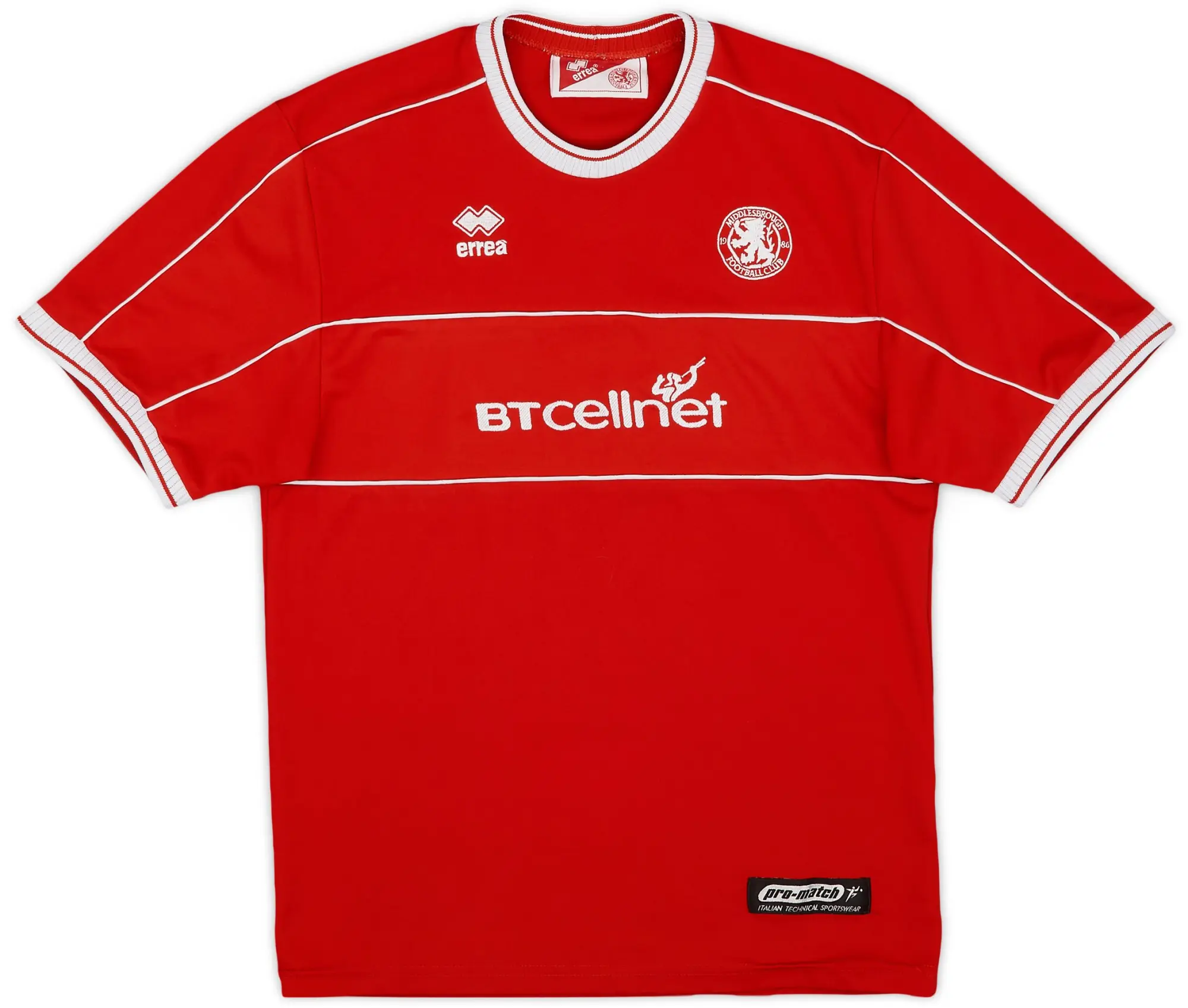 Errea 2001-02 Middlesbrough Home Shirt - 8/10 - (XL.Boys)