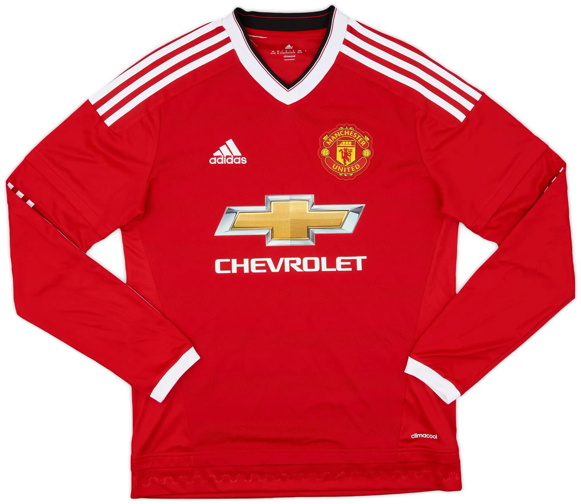 adidas 2015-16 Manchester United Home L/S Shirt - 8/10 - (XL.Boys)