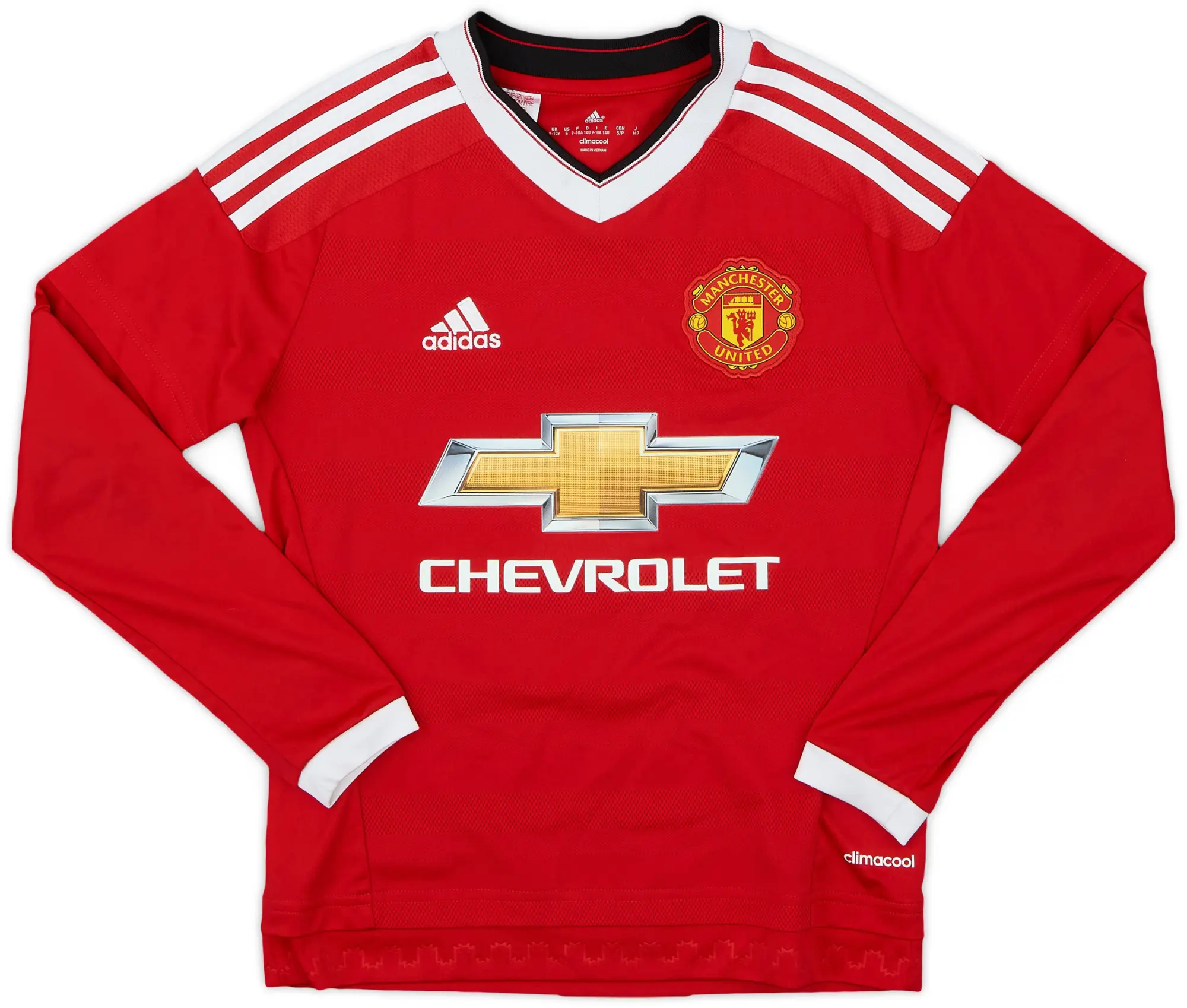 adidas 2015-16 Manchester United Home L/S Shirt - 7/10 - (S.Boys)