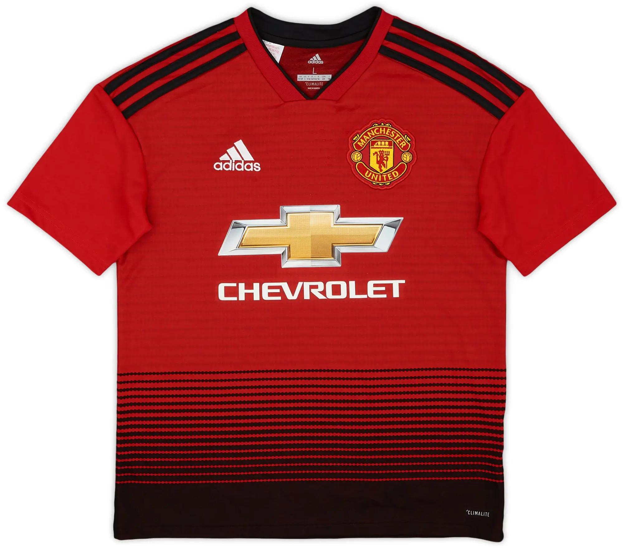 adidas 2018-19 Manchester United Home Shirt - 7/10 - (L.Boys)