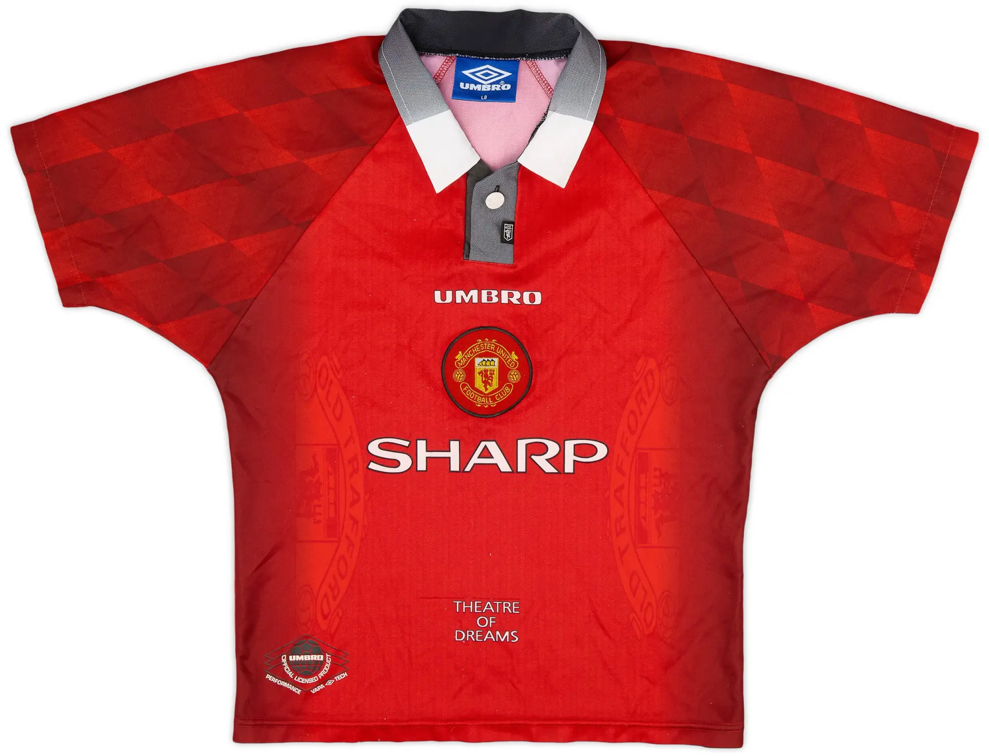 Umbro 1996-98 Manchester United Home Shirt - 8/10 - (L.Boys)