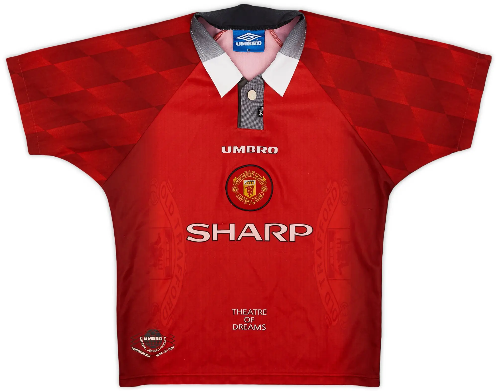 Umbro 1996-98 Manchester United Home Shirt - 8/10 - (L.Boys)