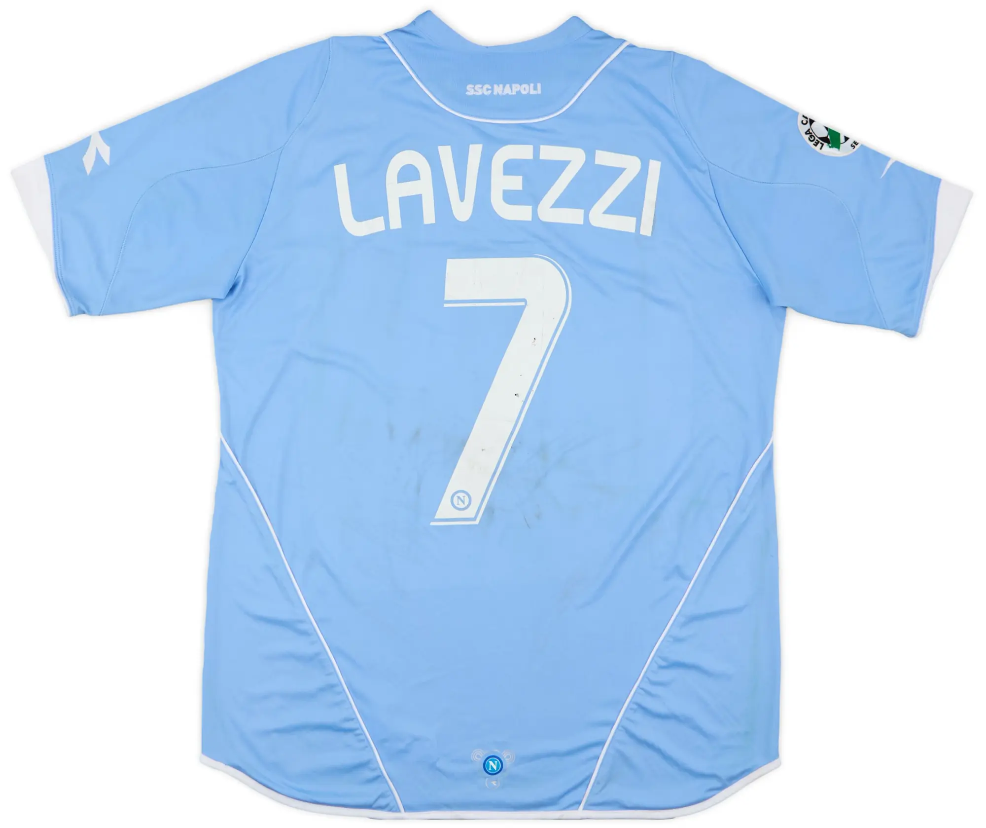 Diadora 2007-08 Napoli Match Issue Home Shirt Lavezzi #7