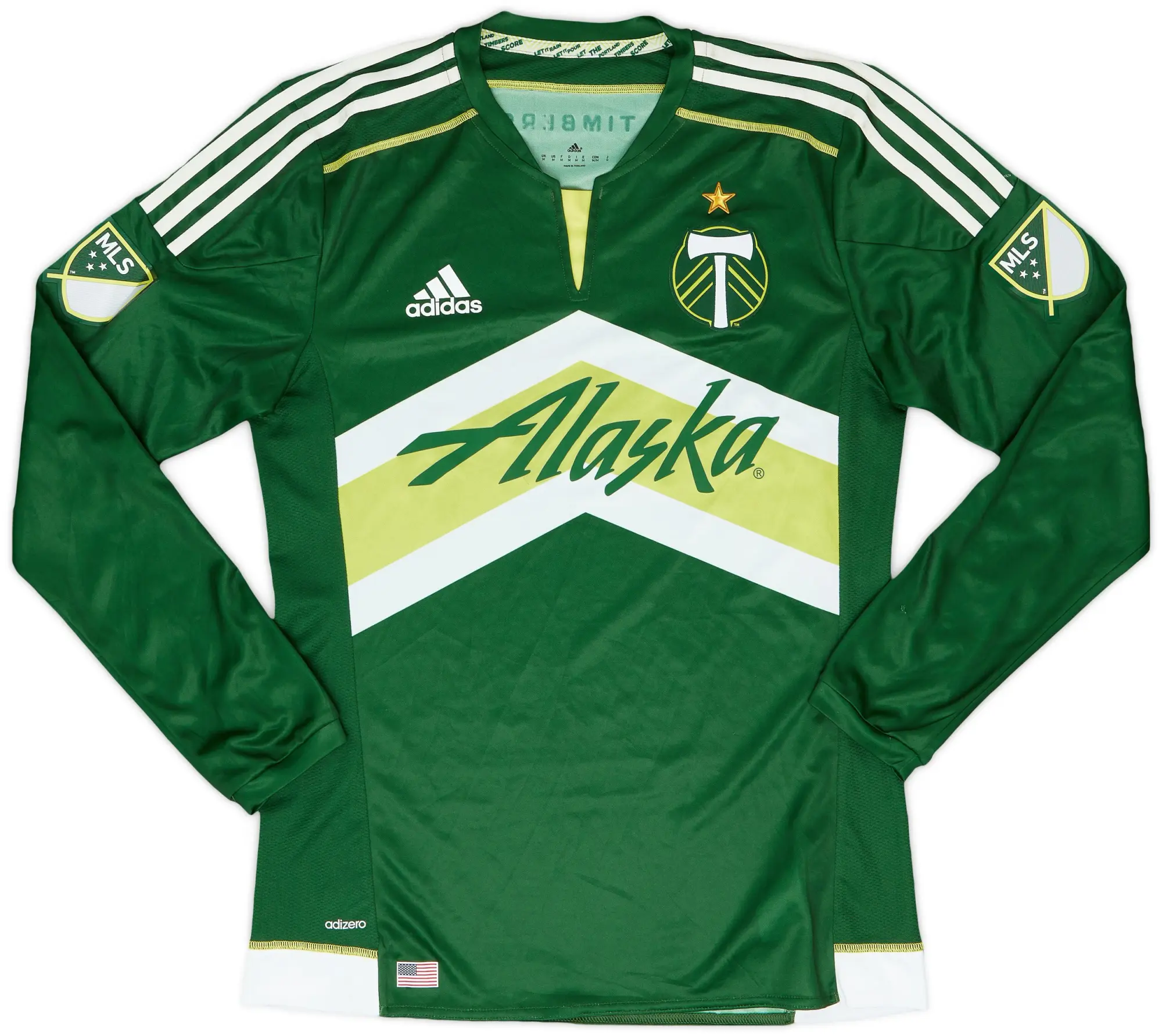 adidas 2015 Portland Timbers Authentic Home L/S Shirt - 7/10 - (M)