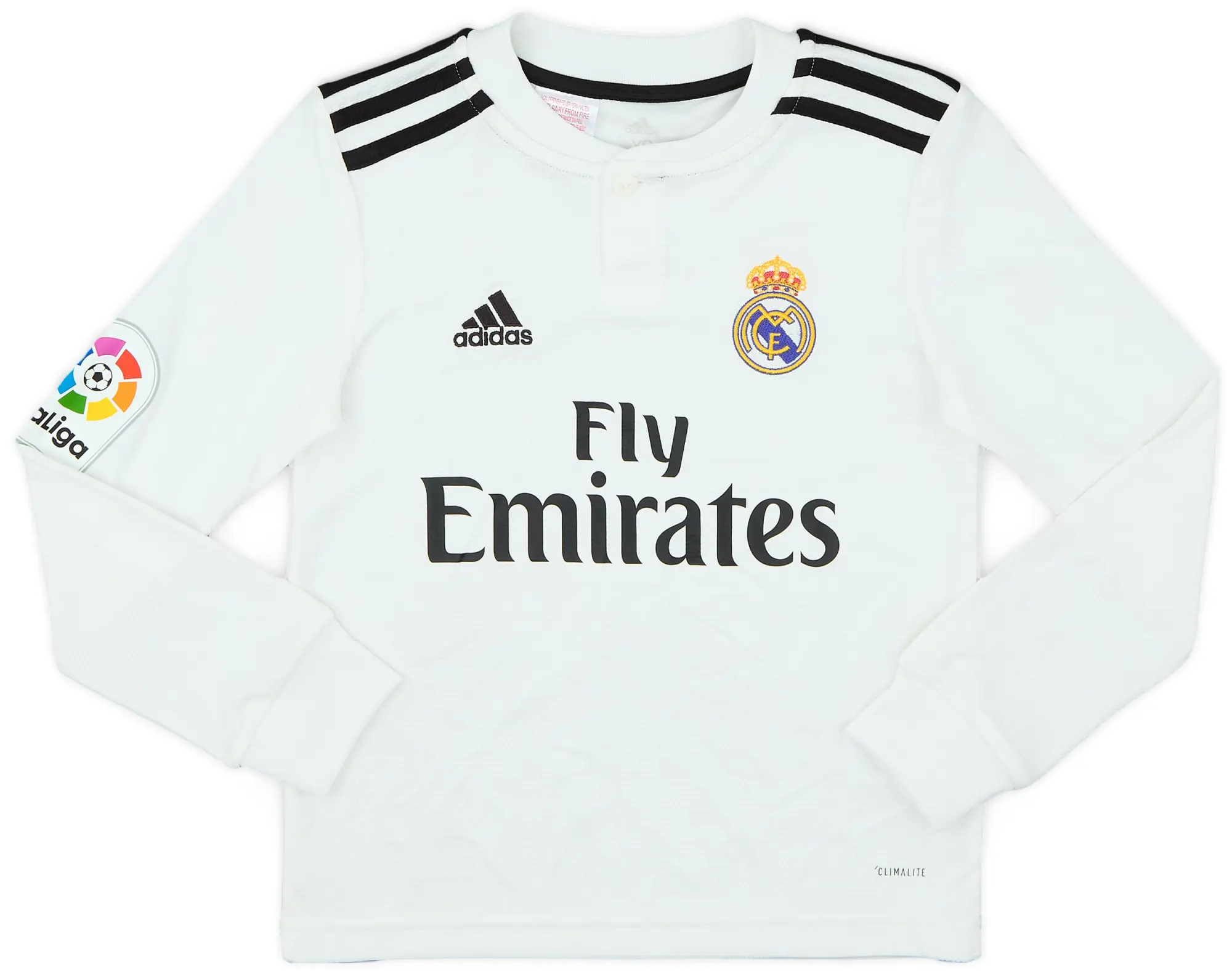 adidas 2018-19 Real Madrid Home L/S Shirt - 8/10 - (S.Boys)