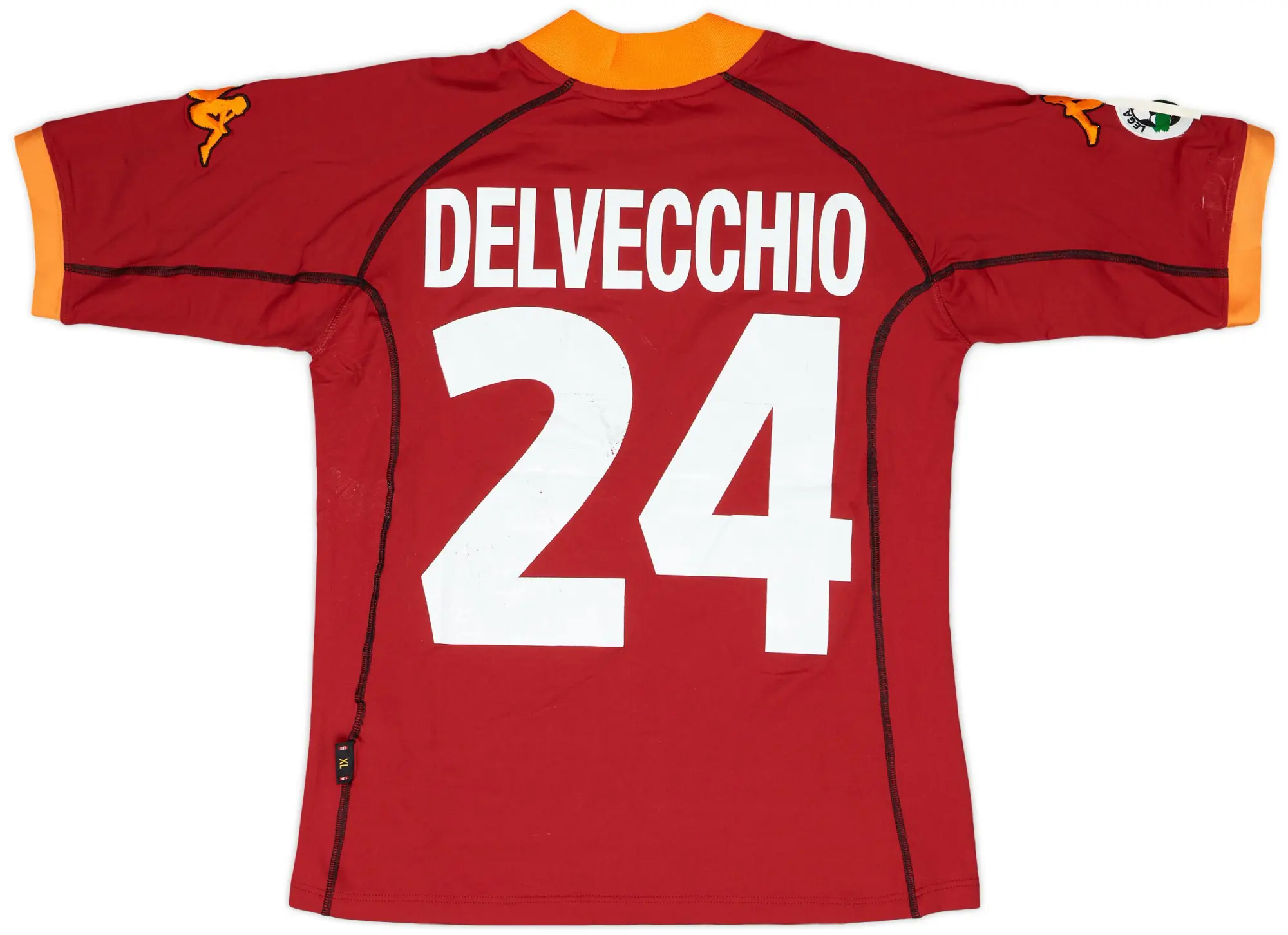 Kappa 2001-02 Roma Match Issue Home Shirt Delvecchio #24