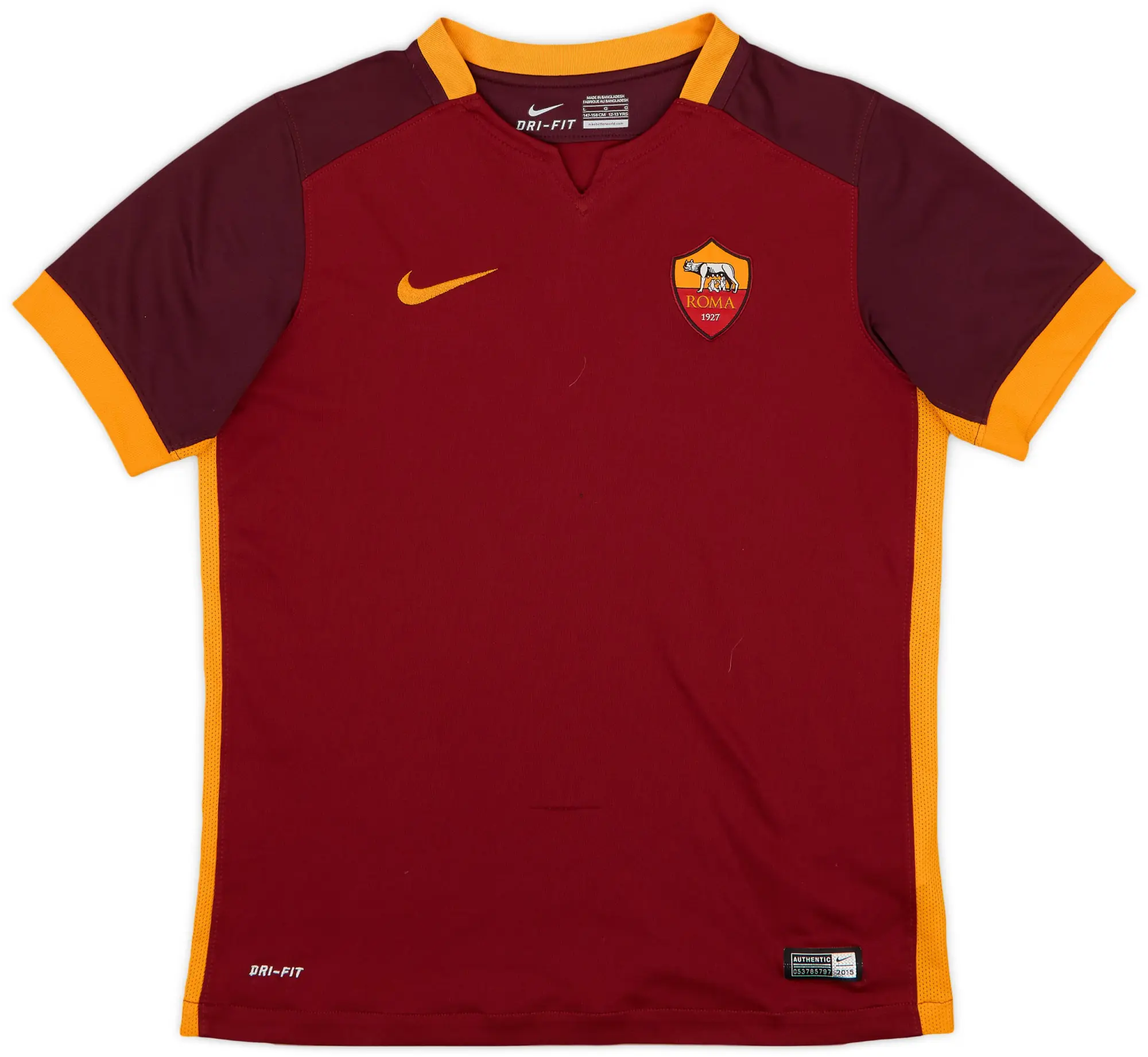 Nike 2015-16 Roma Home Shirt - 5/10 - (L.Boys)